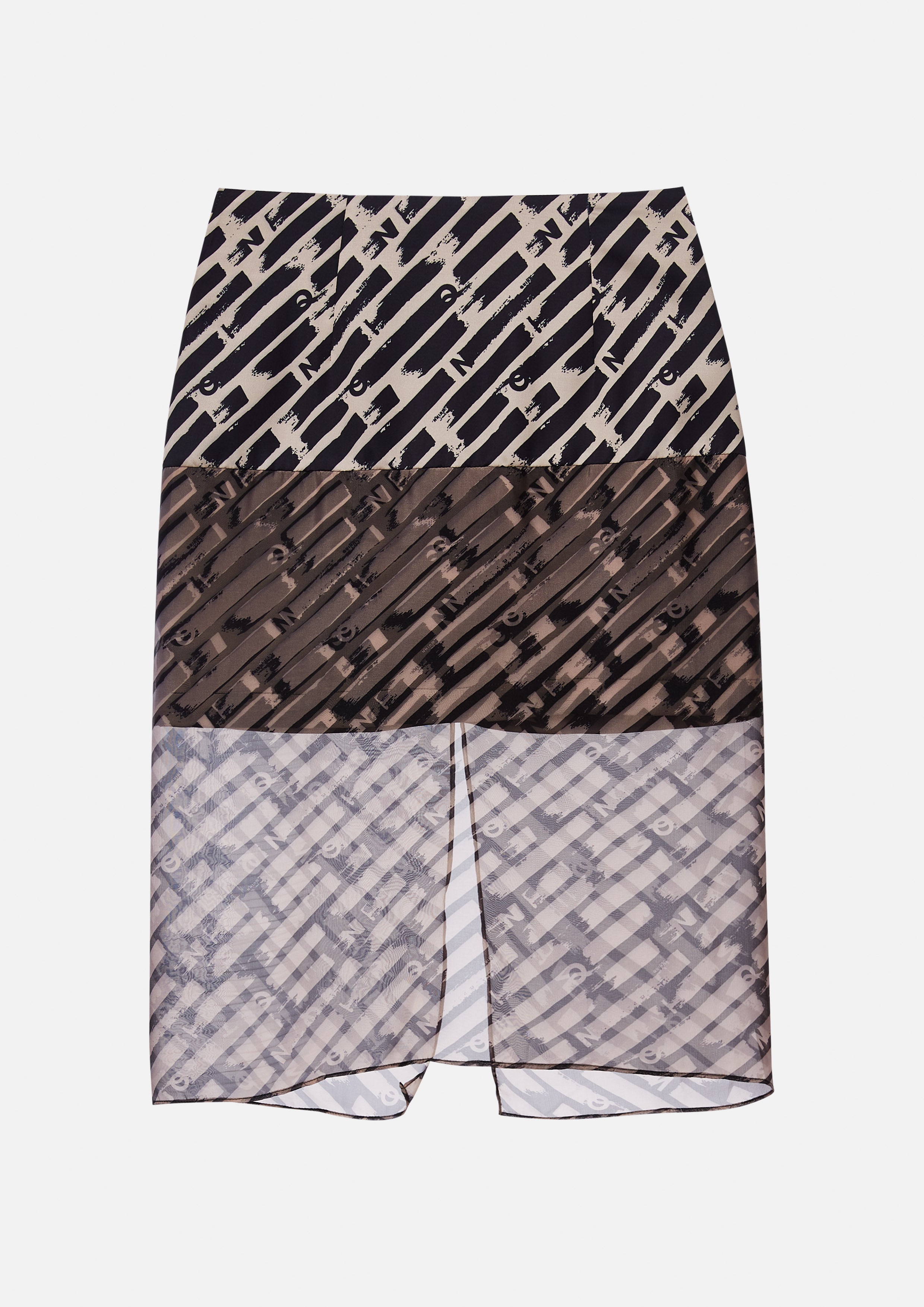 Quinn Brushstroke Print Geometric Layer Pencil Skirt