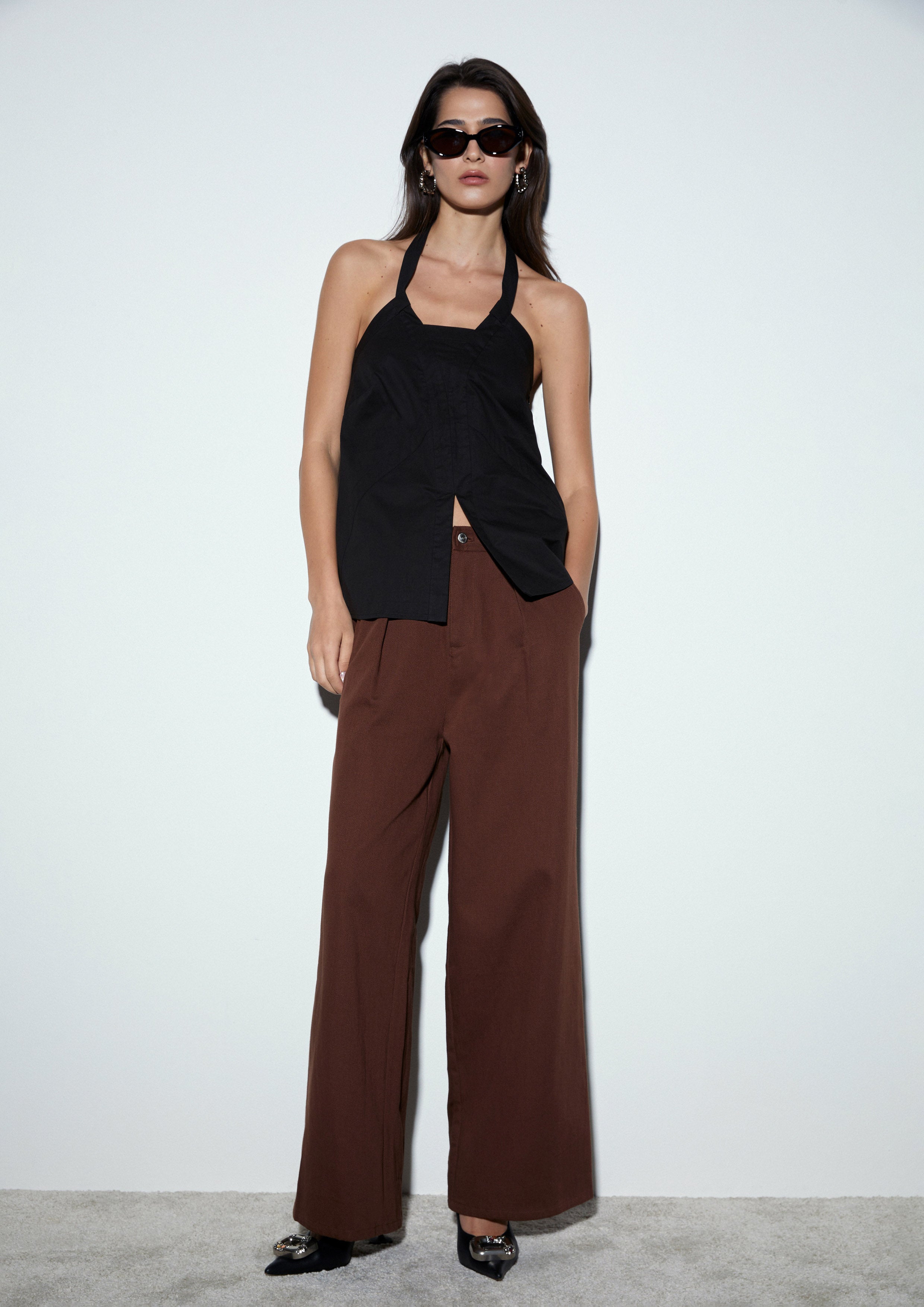 Wide-Leg Boot-Cut Pants