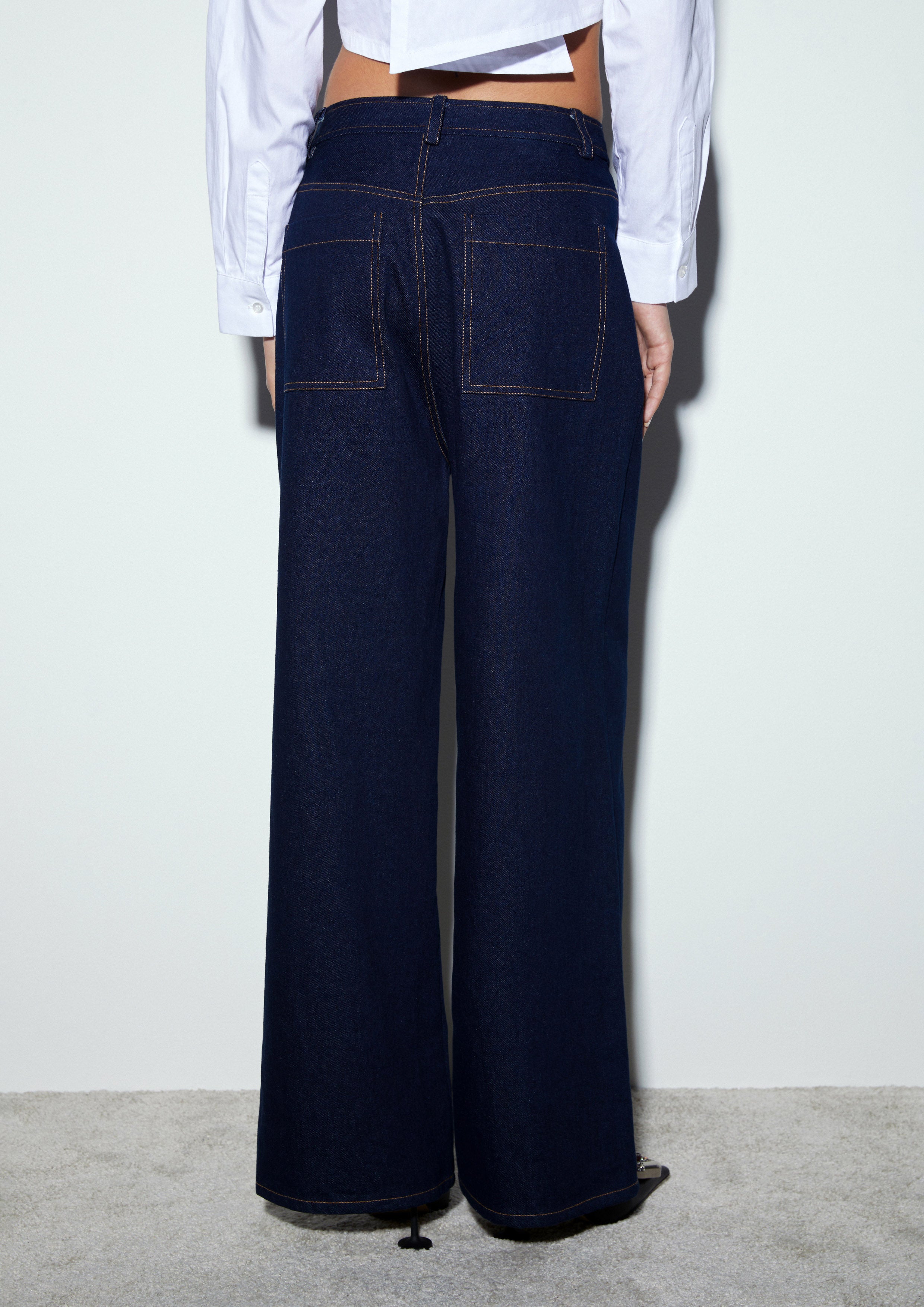 Low-Rise Wide-Leg Denim Jeans