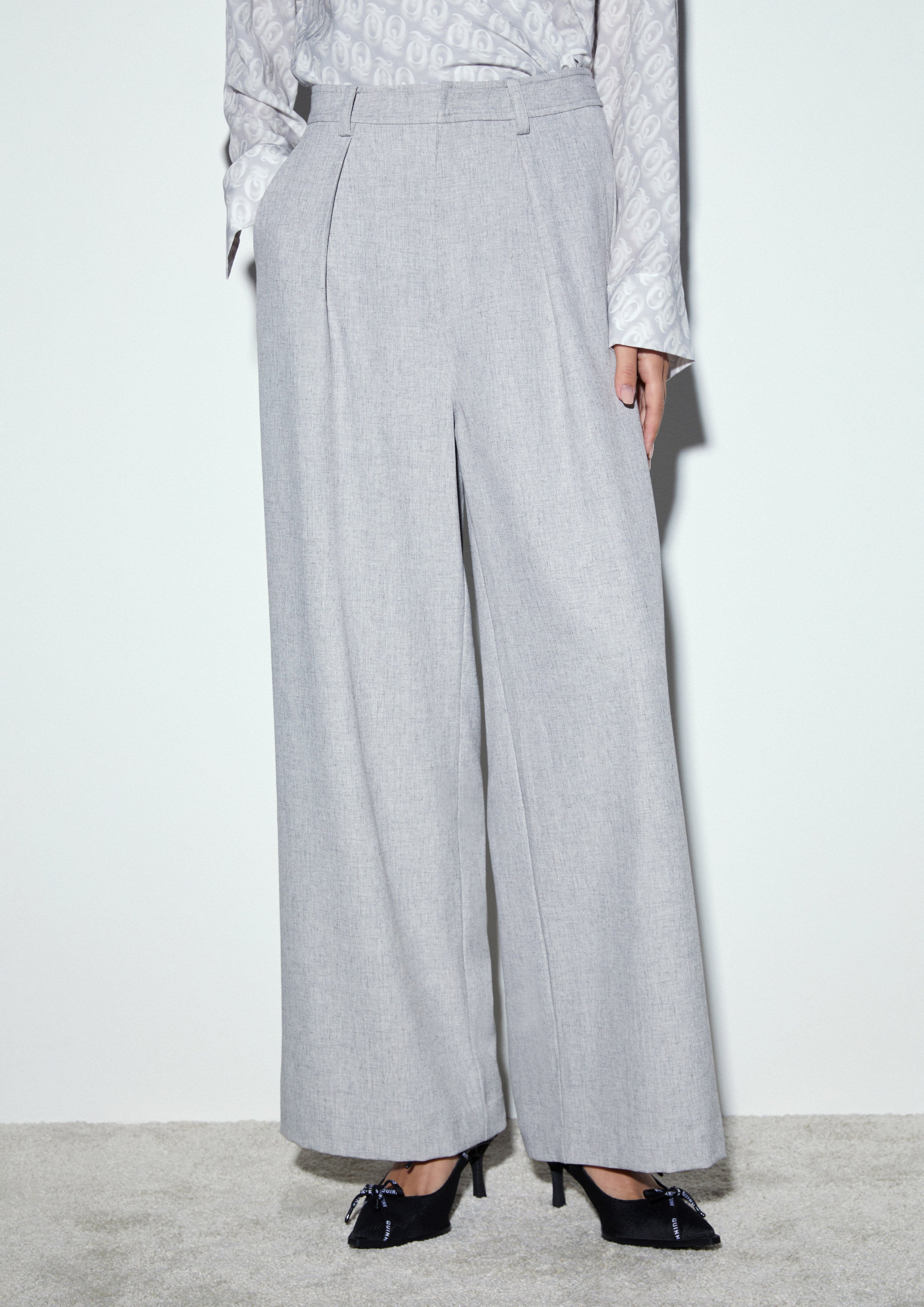 Pleated Wide-Leg Trousers