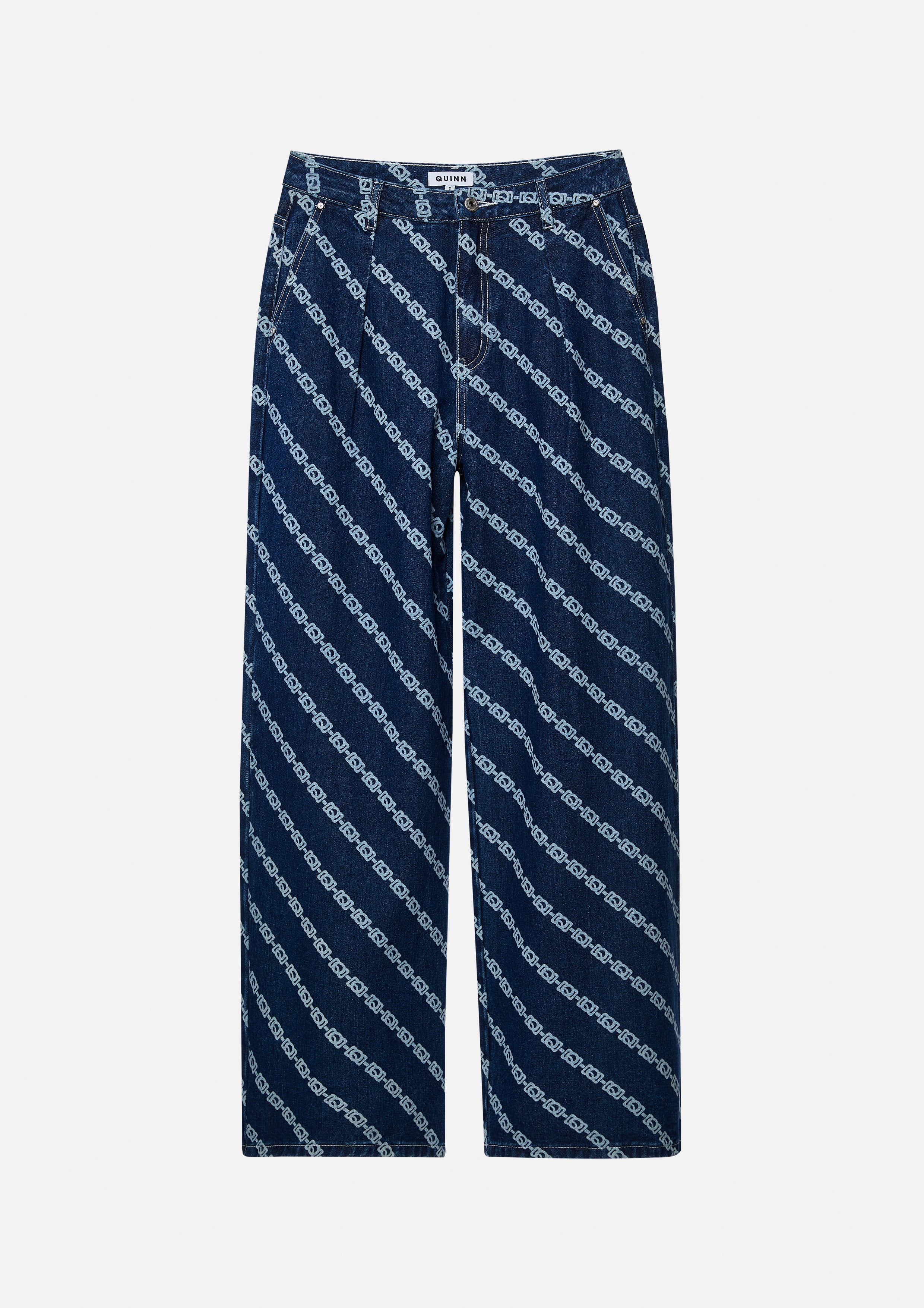 Quinn Chain Print Wide-Leg Jeans