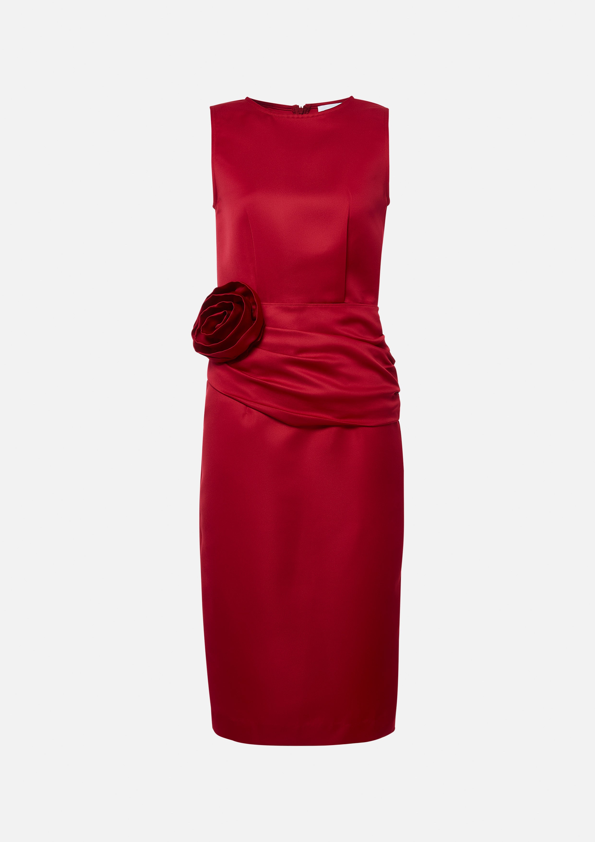 Twisted Rose Draped Sleeveless Midi Dress