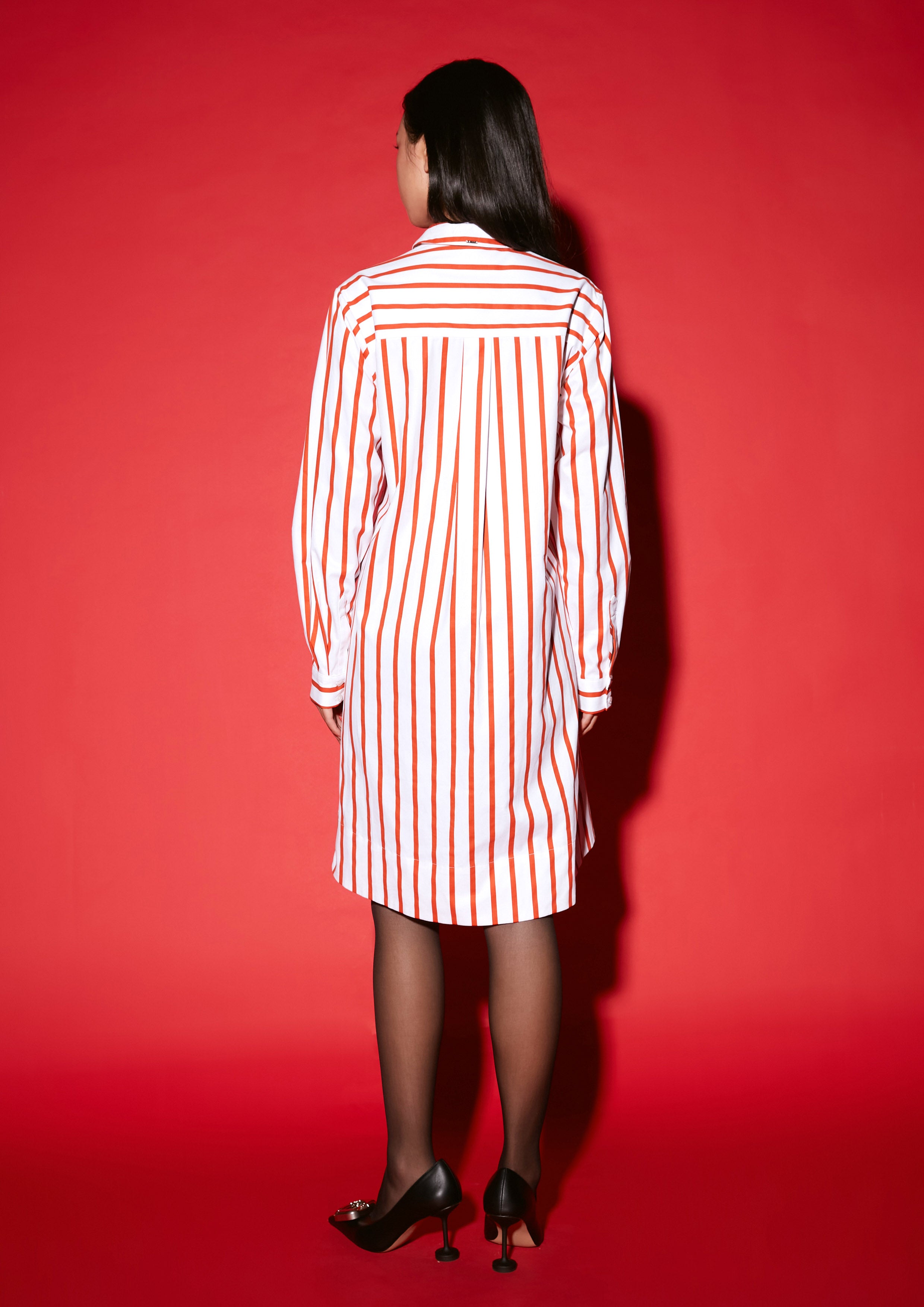 Oversized Stripe Long Sleeve Mini Shirt Dress