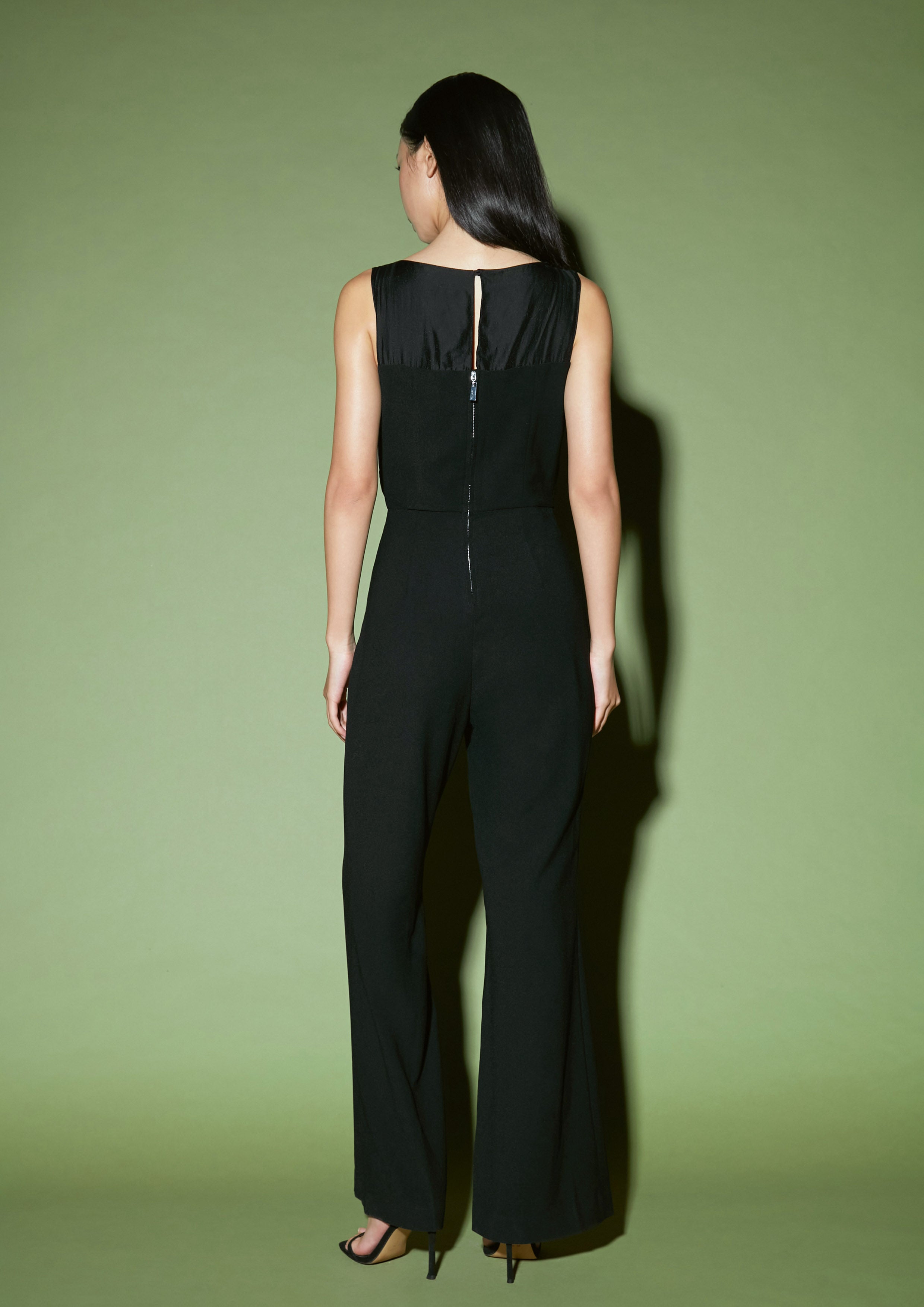 Pleated Bow Wide-Leg Jumpsuit