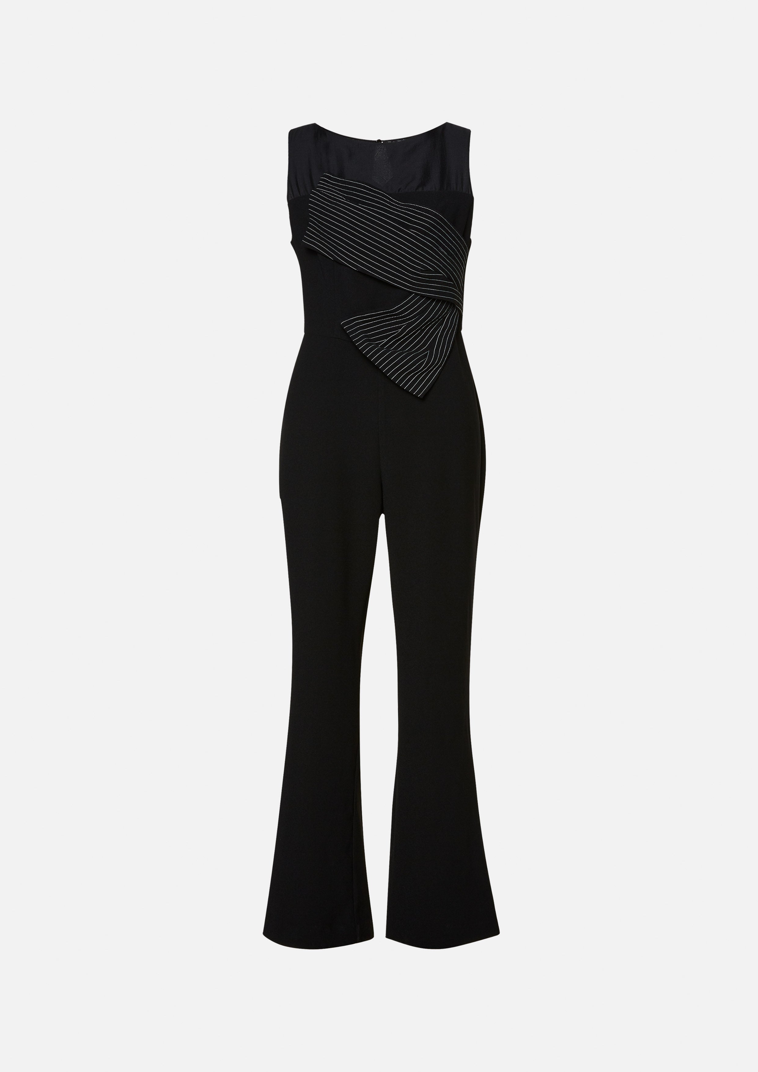 Pleated Bow Wide-Leg Jumpsuit