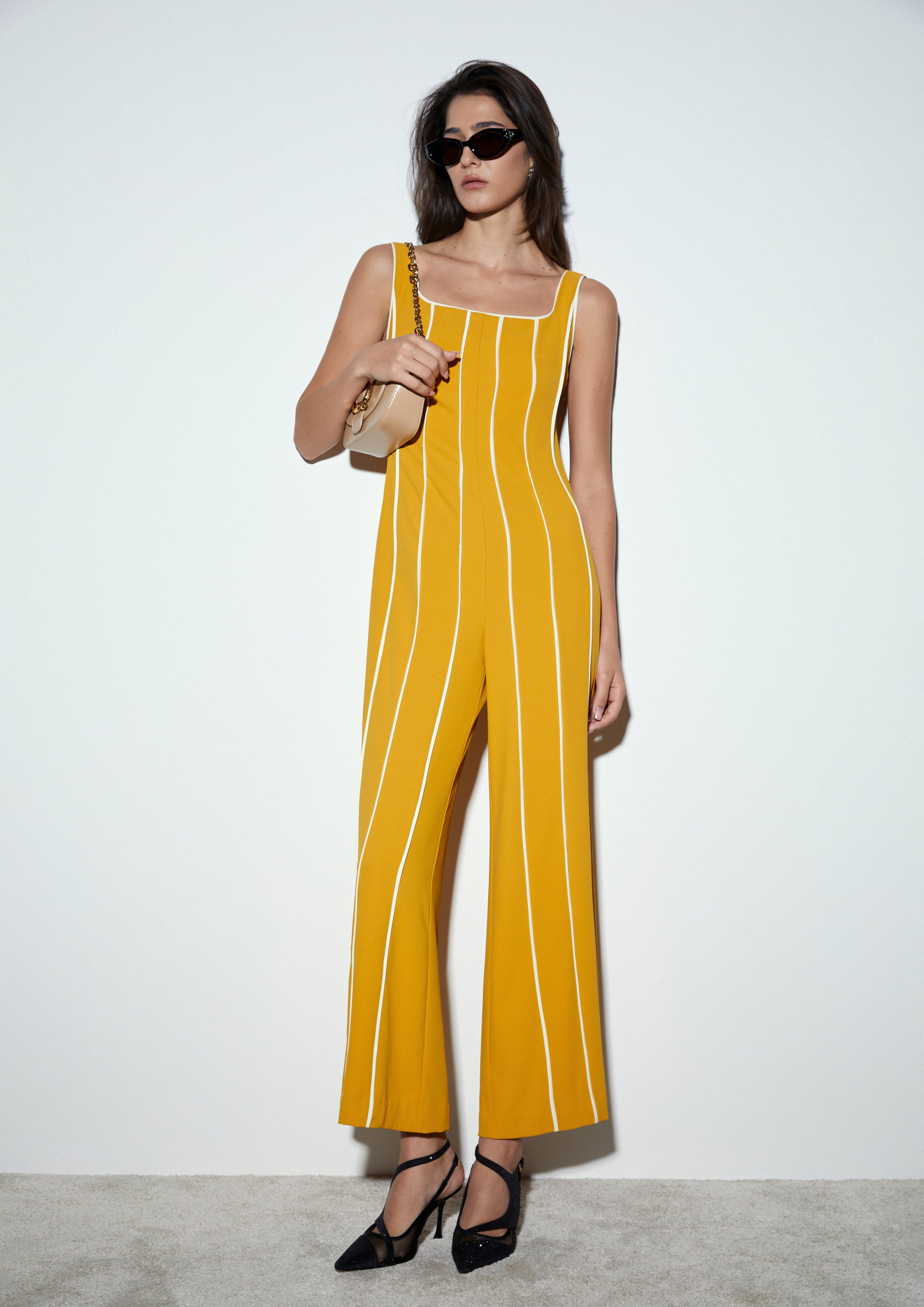 Linear Panel Tank Jumpsuit