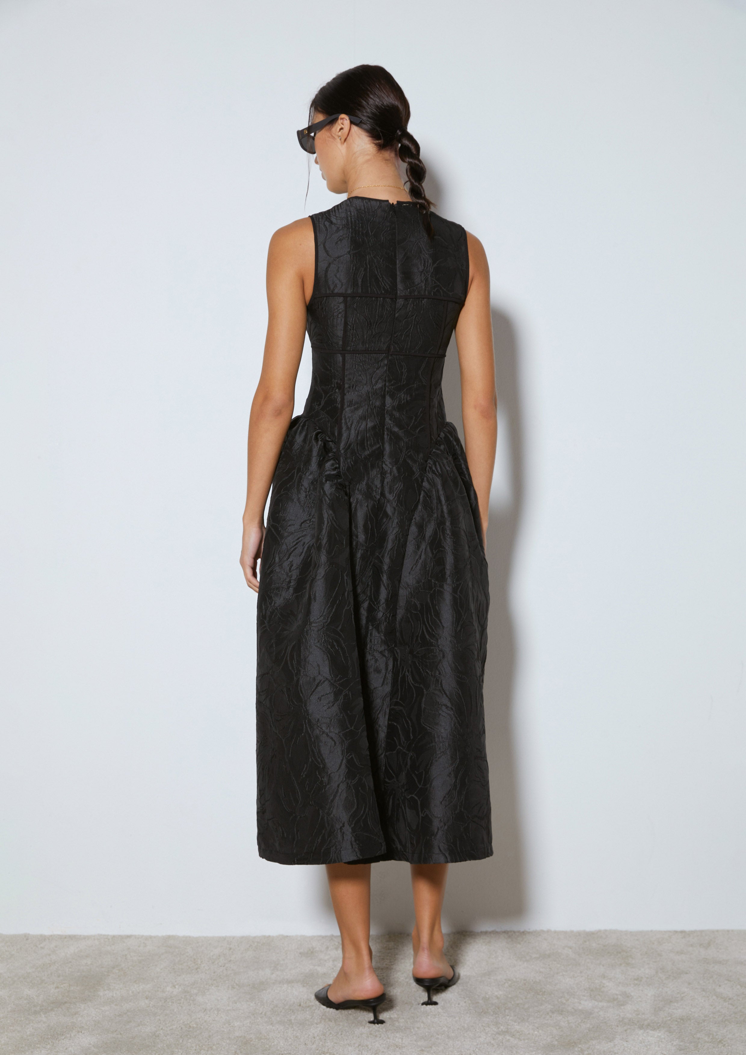 Textured A-Line Midi Dress