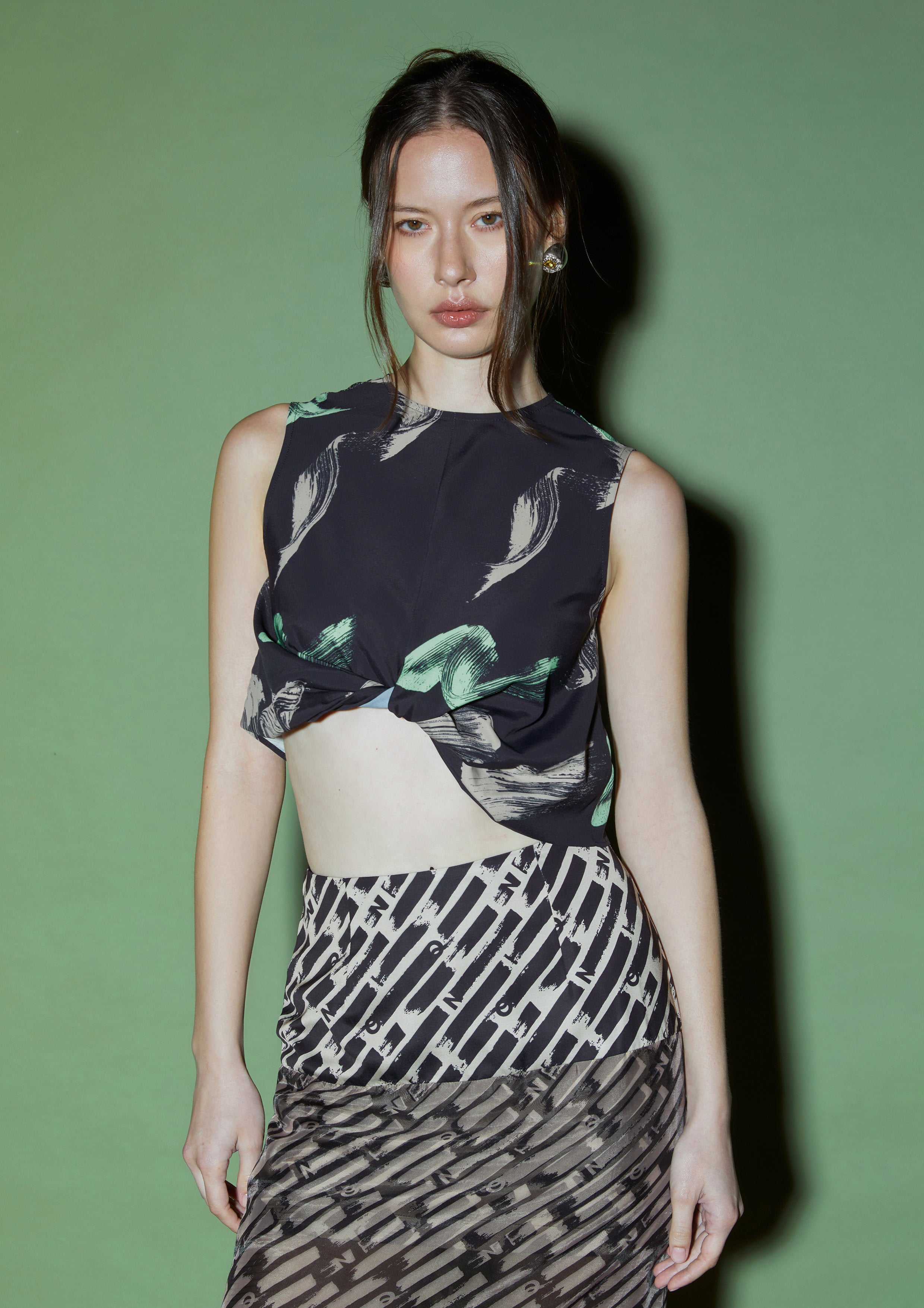 Brushstroke Twist Crop Top