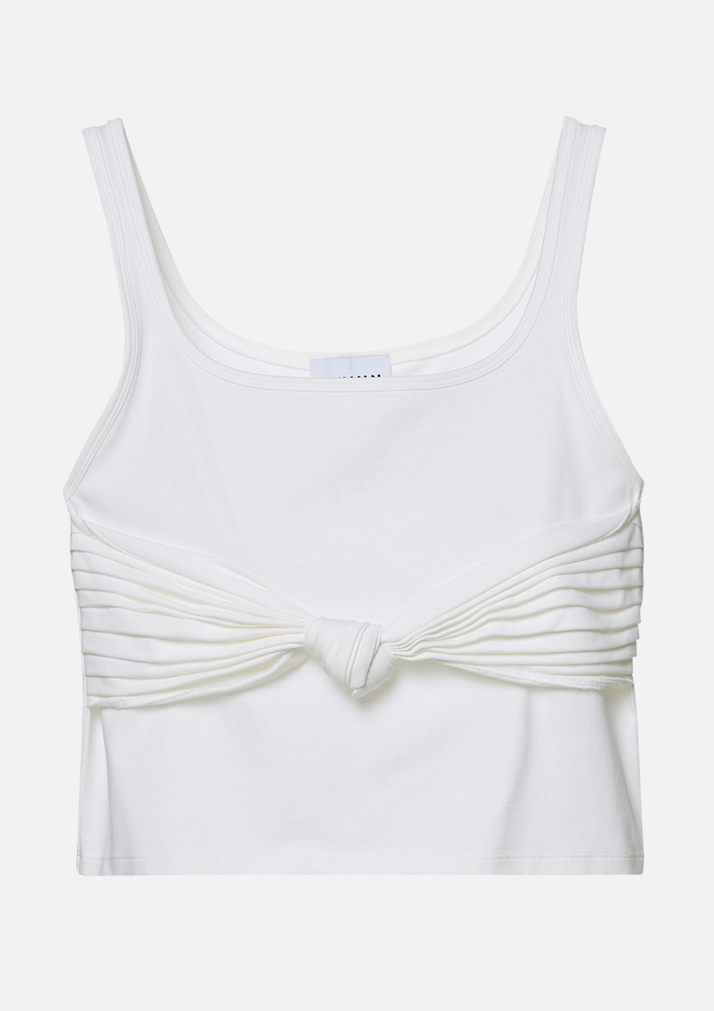 Pleated Knotted Front Cropped Tank Top