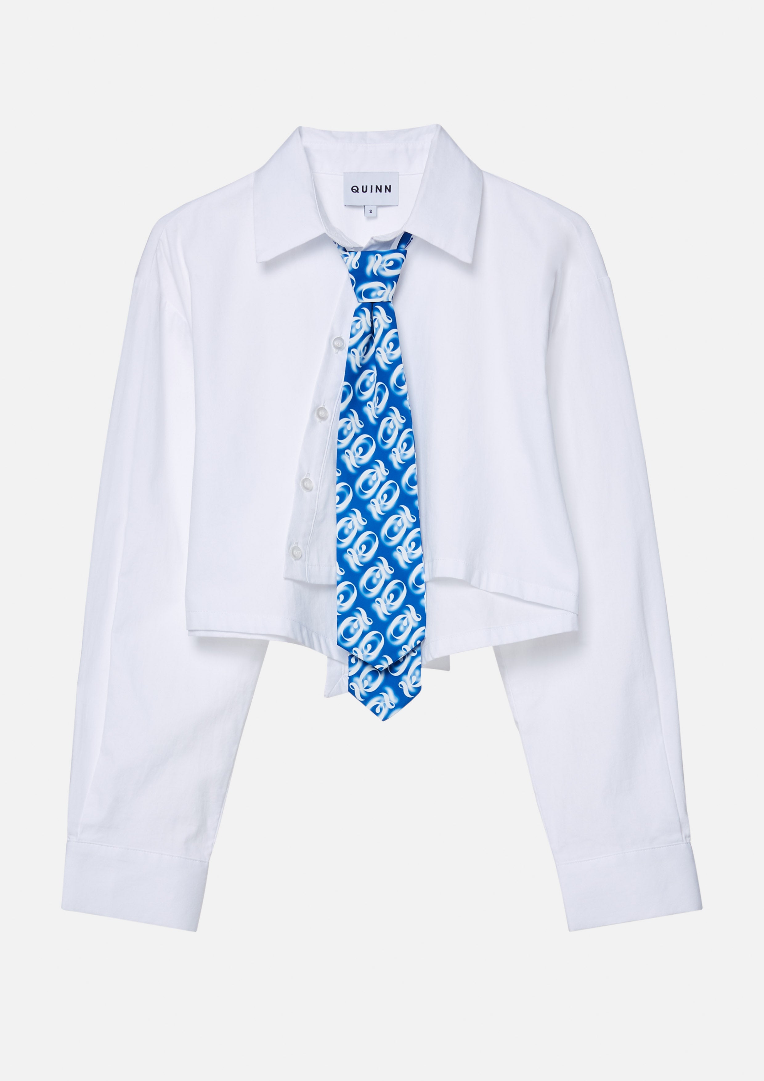 Quinn Monogram Necktie and Cropped Long Sleeve Shirt