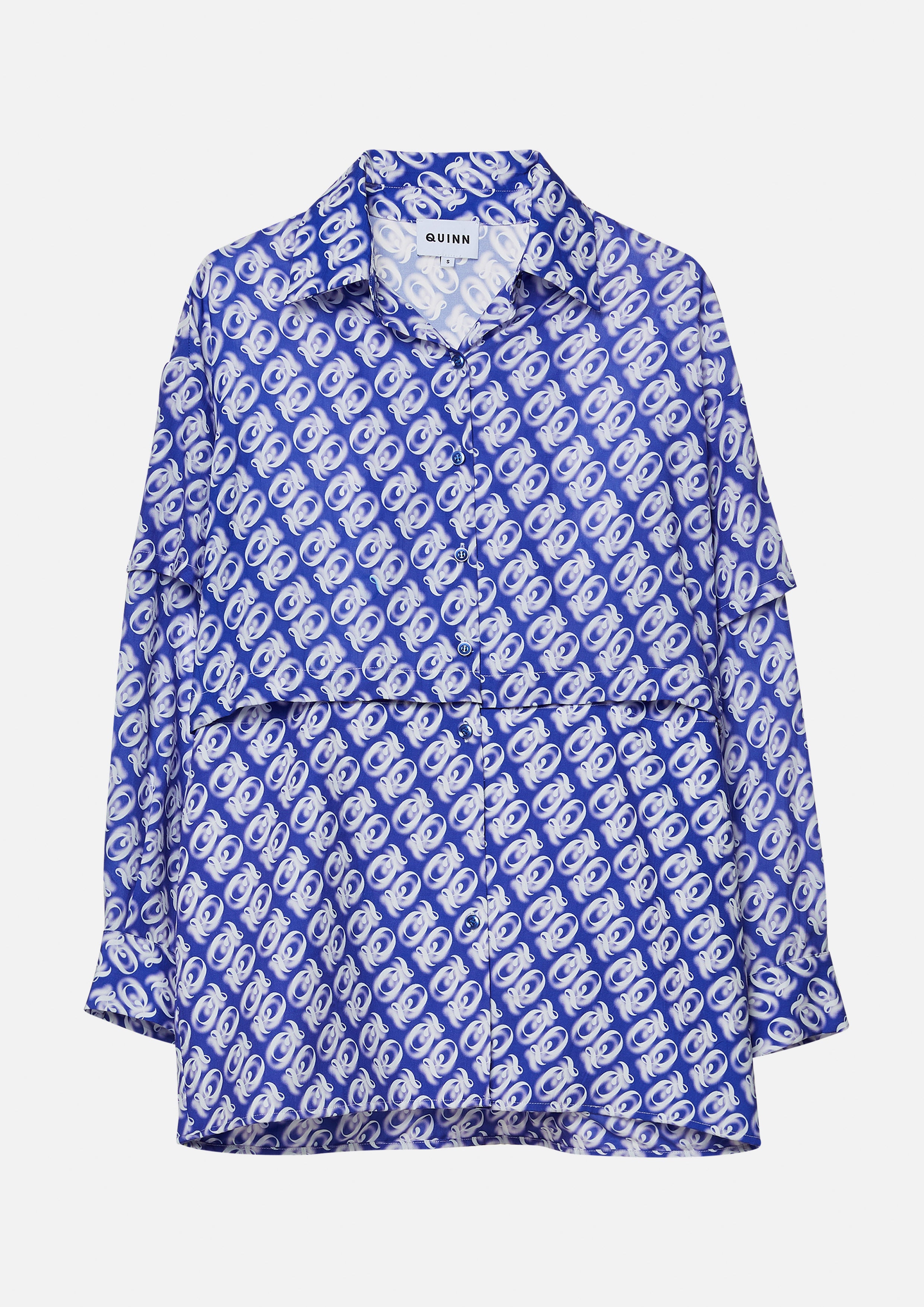 Quinn Monogram Two-Tier Button Front Shirt