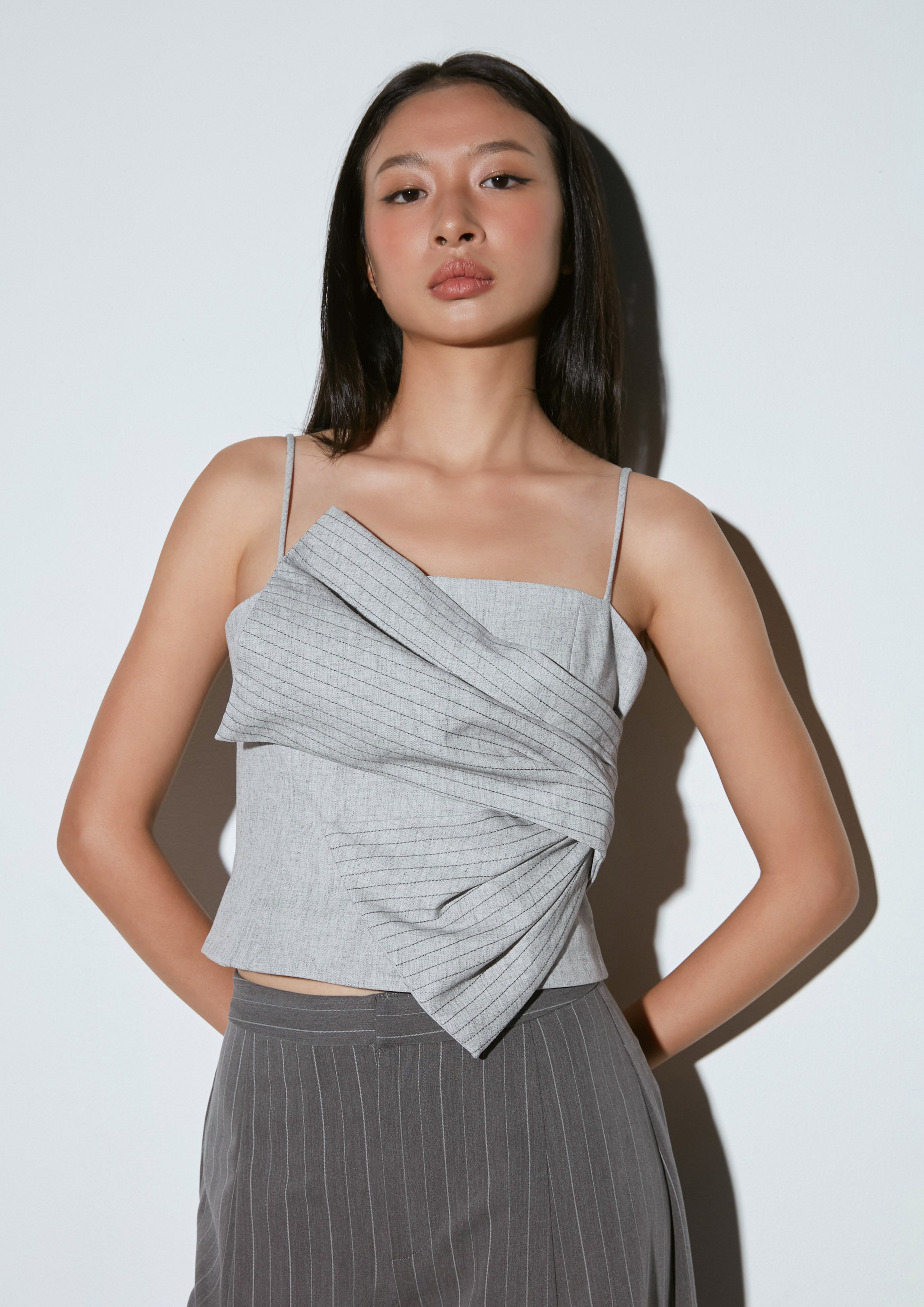 Draped Asymmetric Crop Top