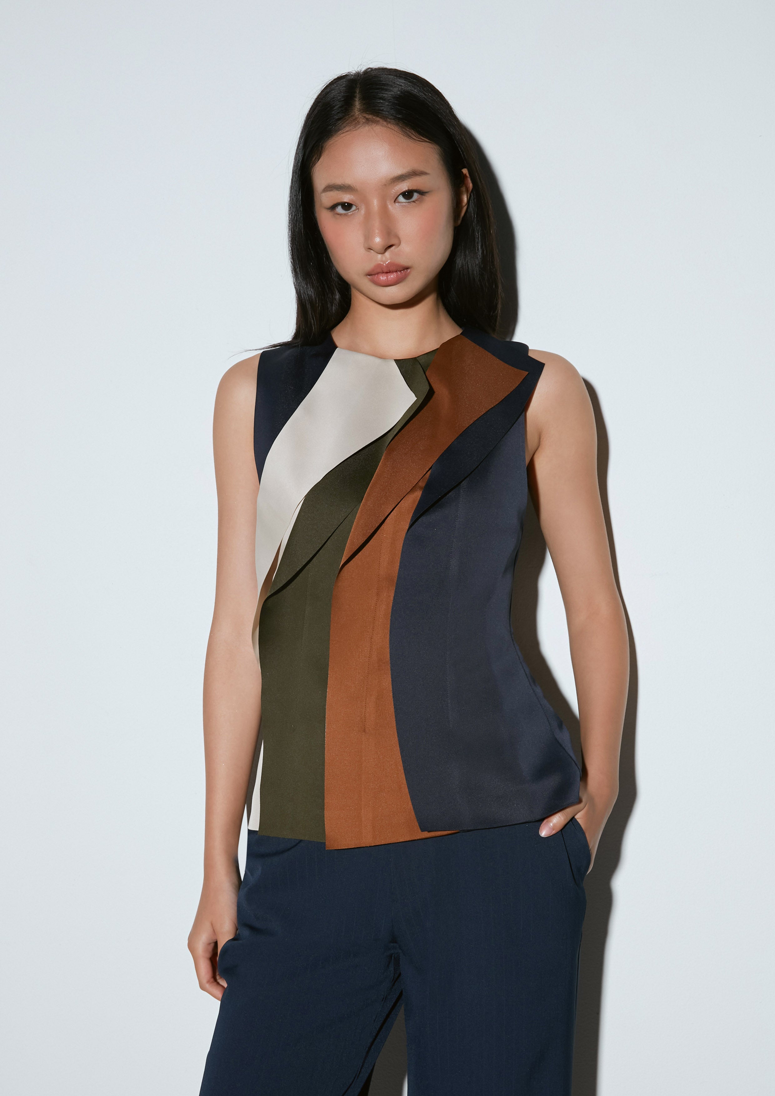 Geometric Panel Sleeveless Top