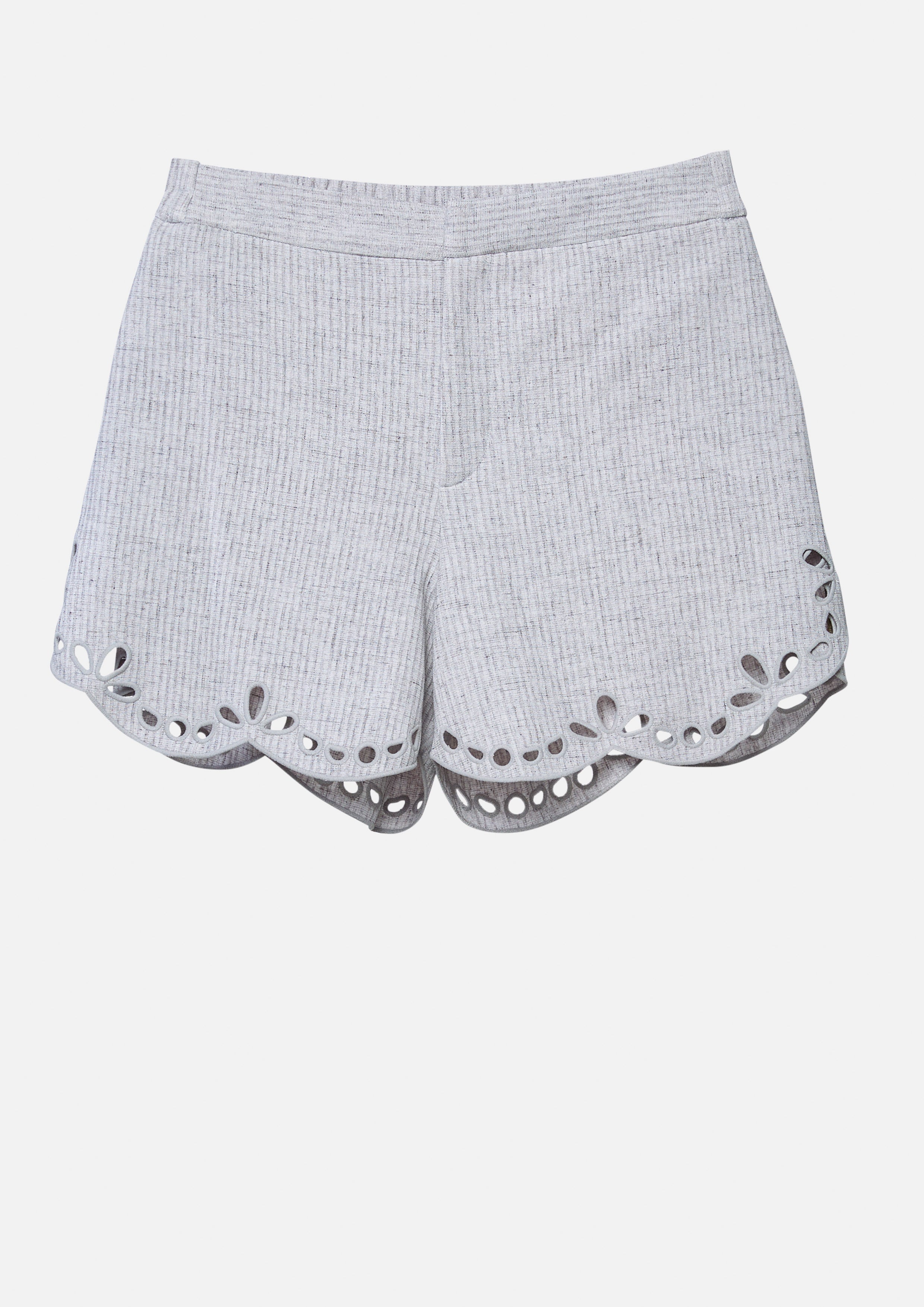 Floral Cutwork Scalloped Shorts