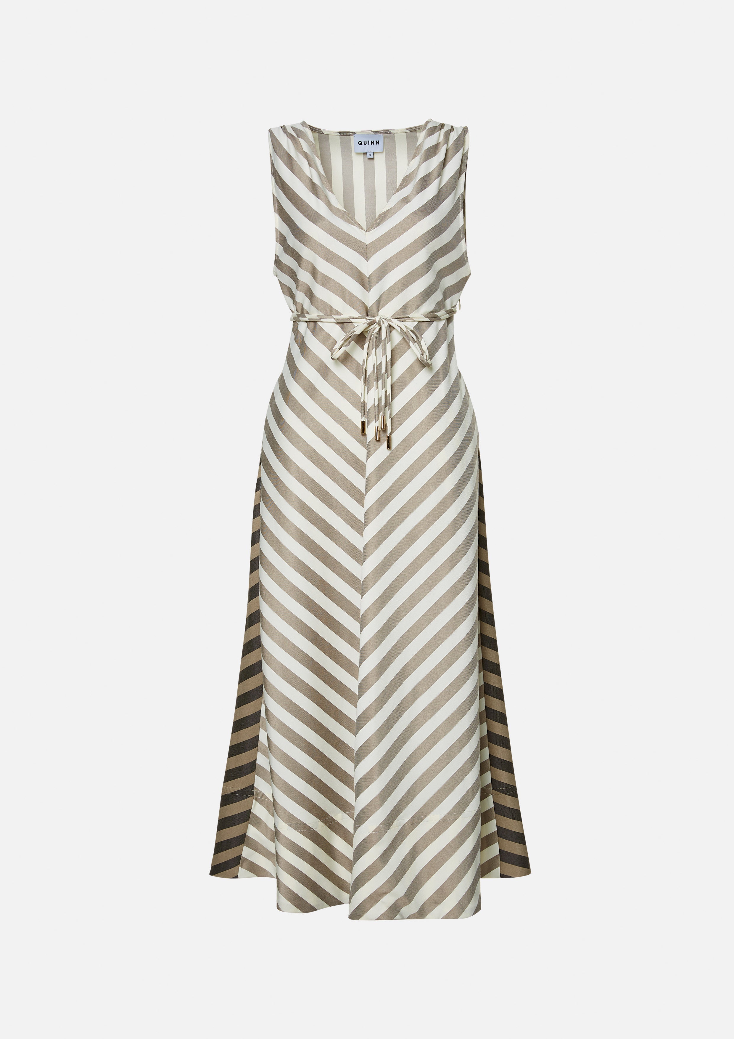 Contrast Diagonal Stripe Sleeveless Midi Dress