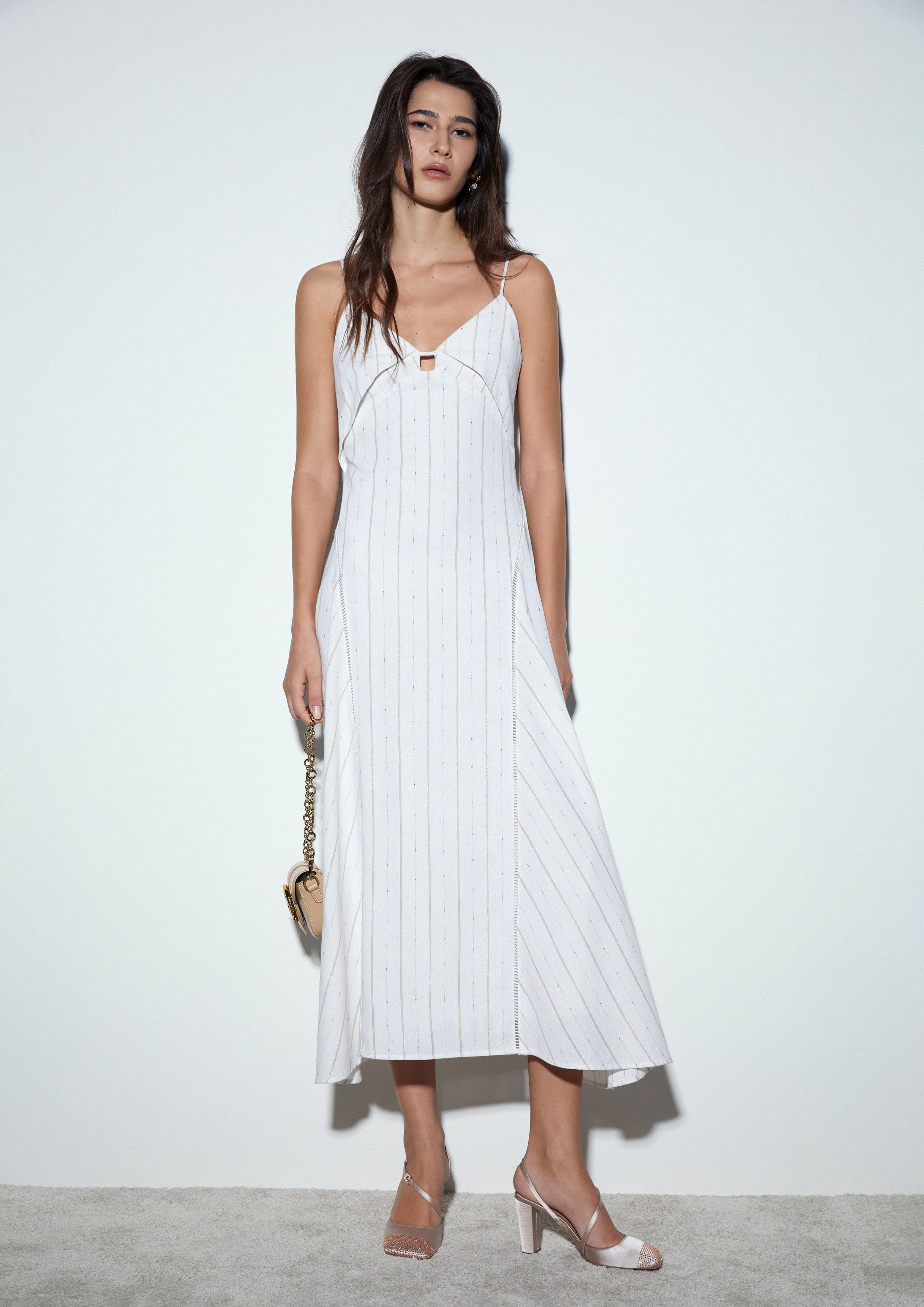 Striped Spaghetti Strap Midi Dress