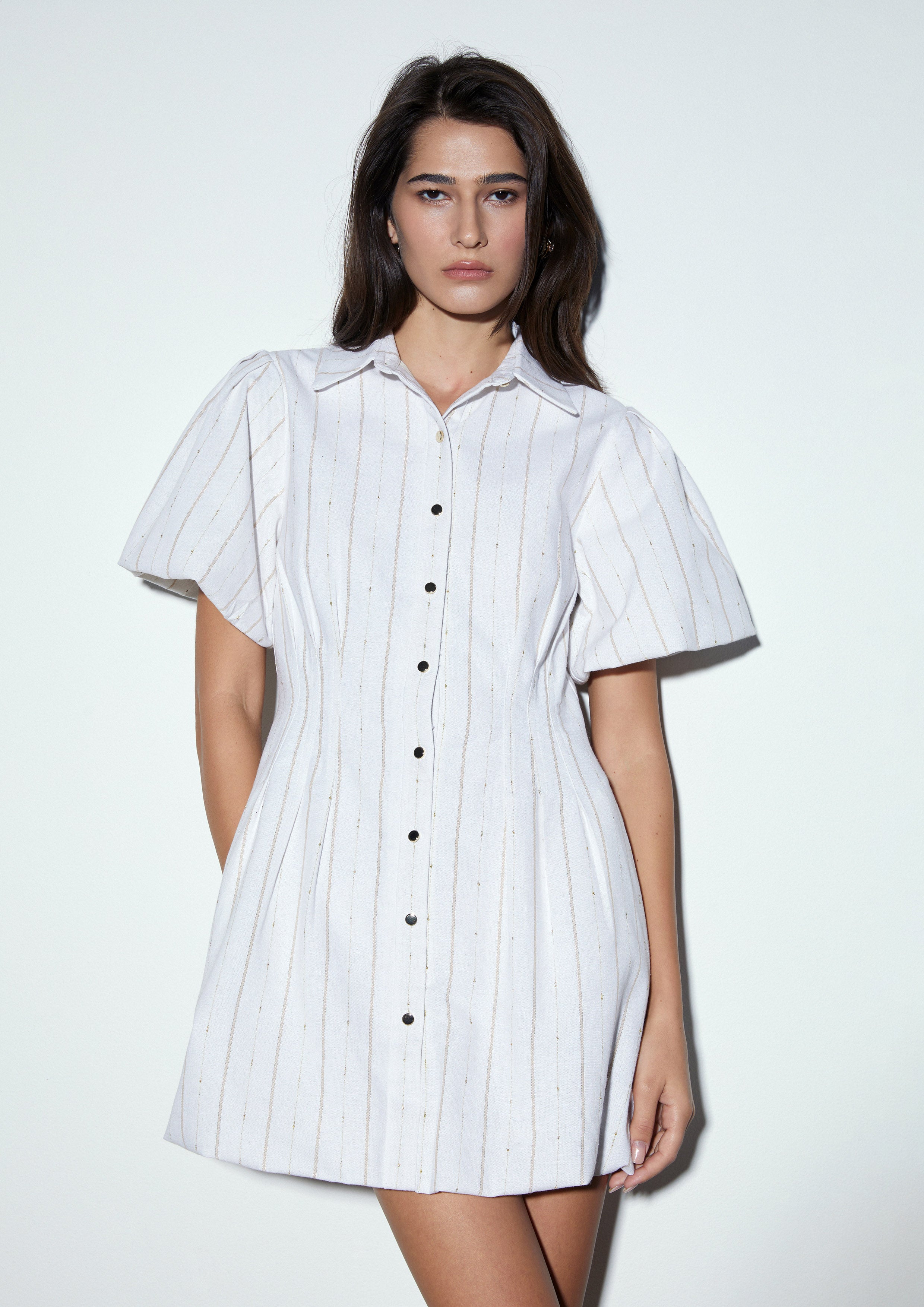 Striped Flared Short Sleeve Mini Dress