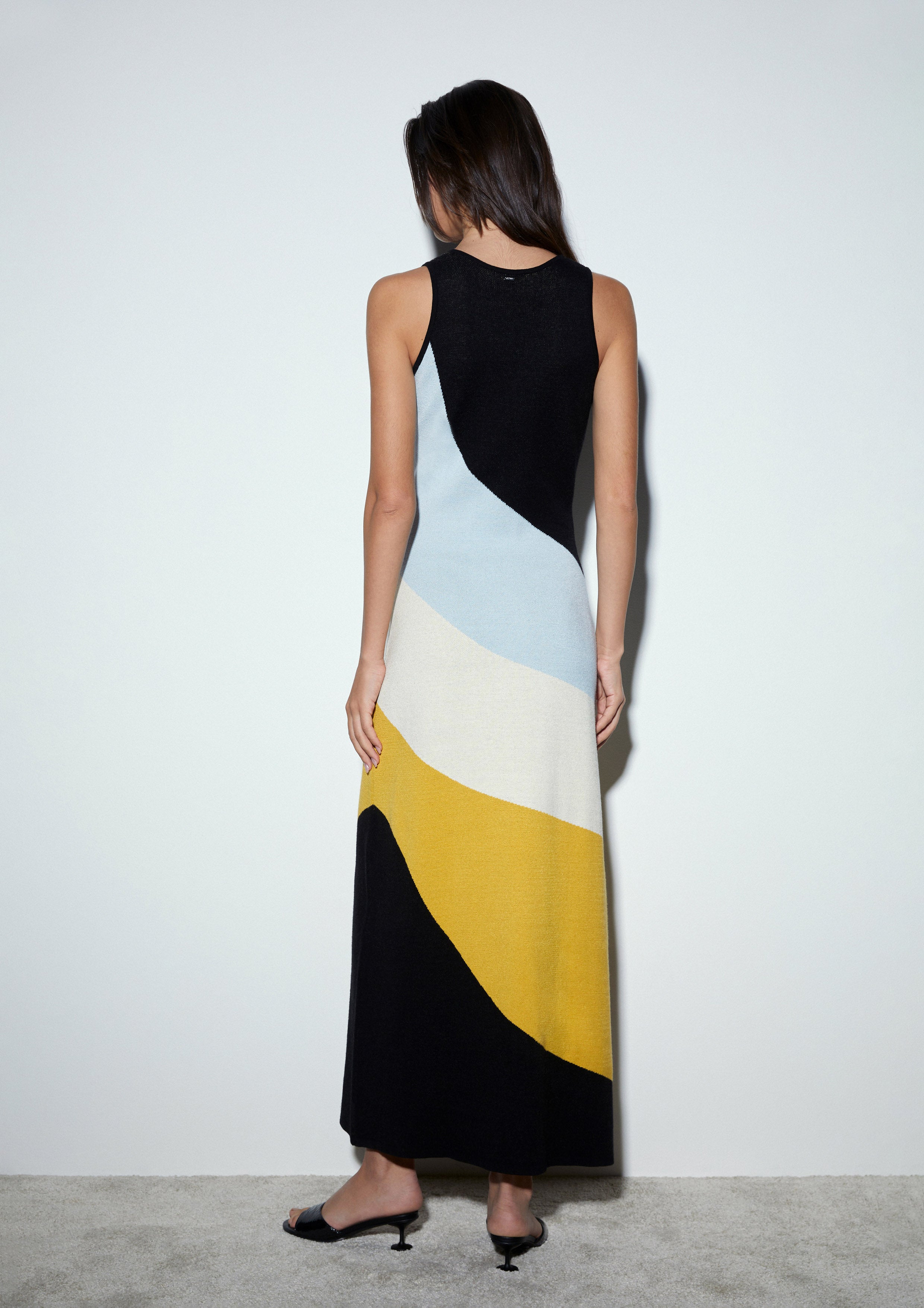 Wave Color Block Maxi Dress