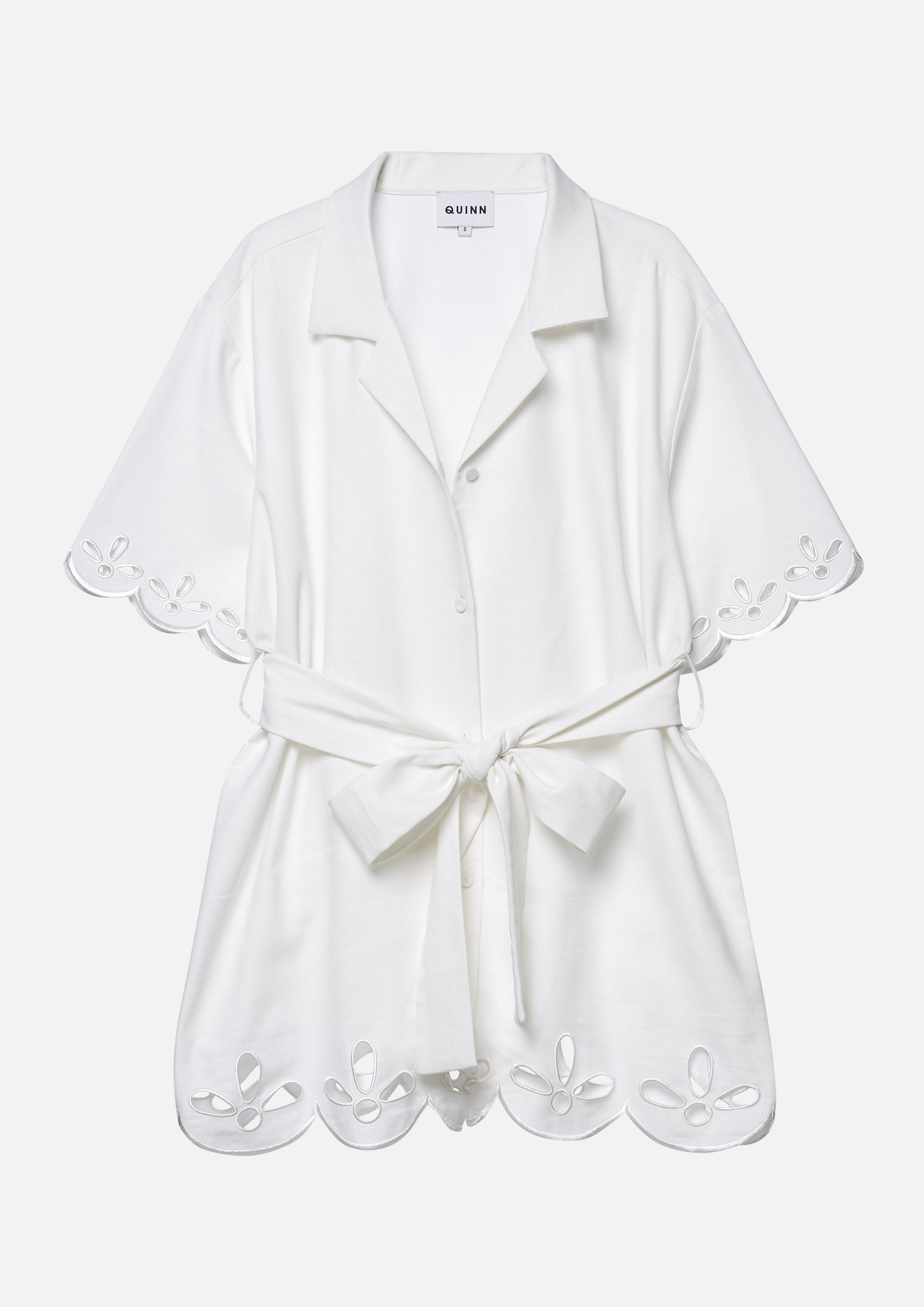 Floral Cutwork Belted Shirt