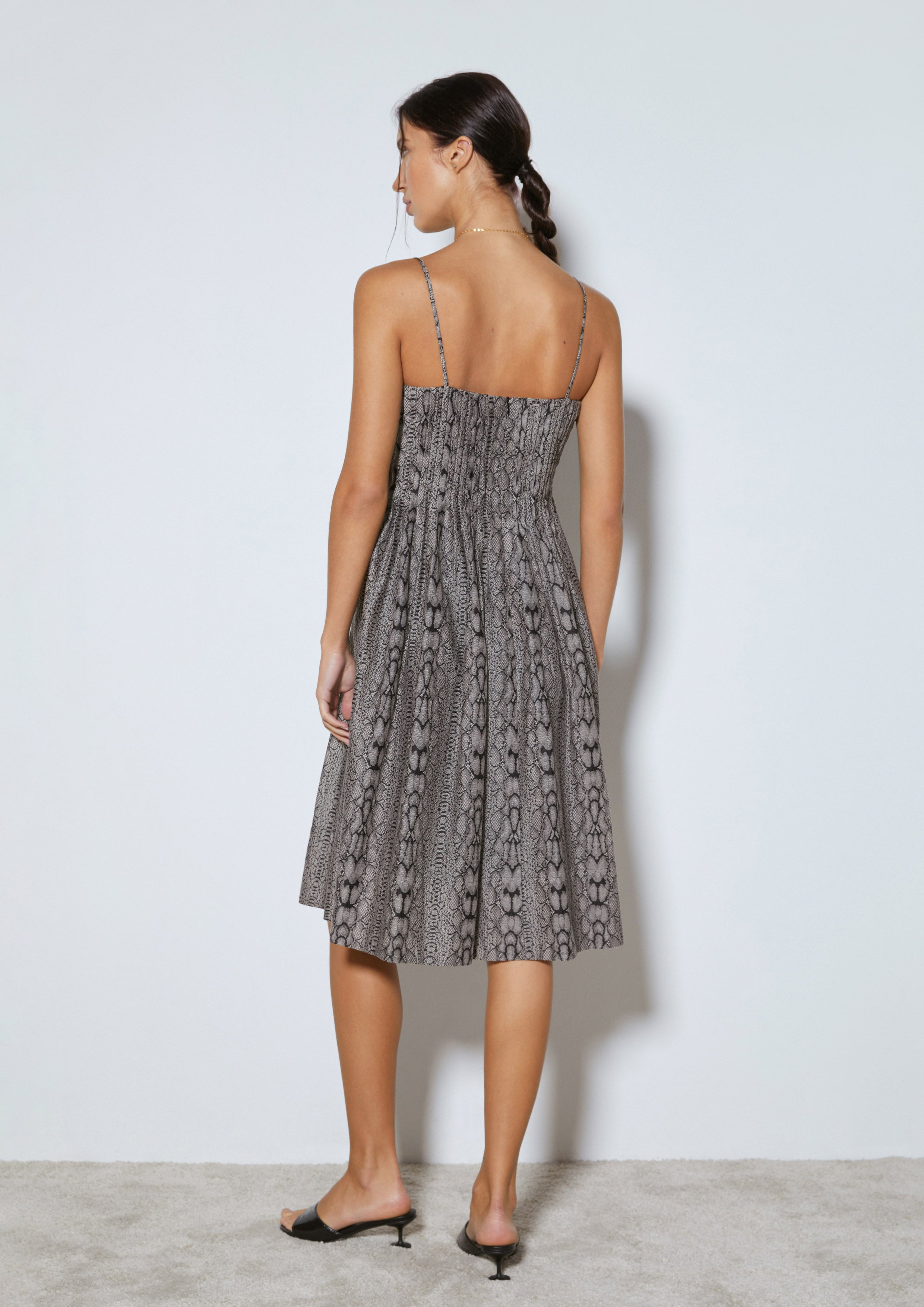 Snakeskin Print Sleeveless Midi Dress