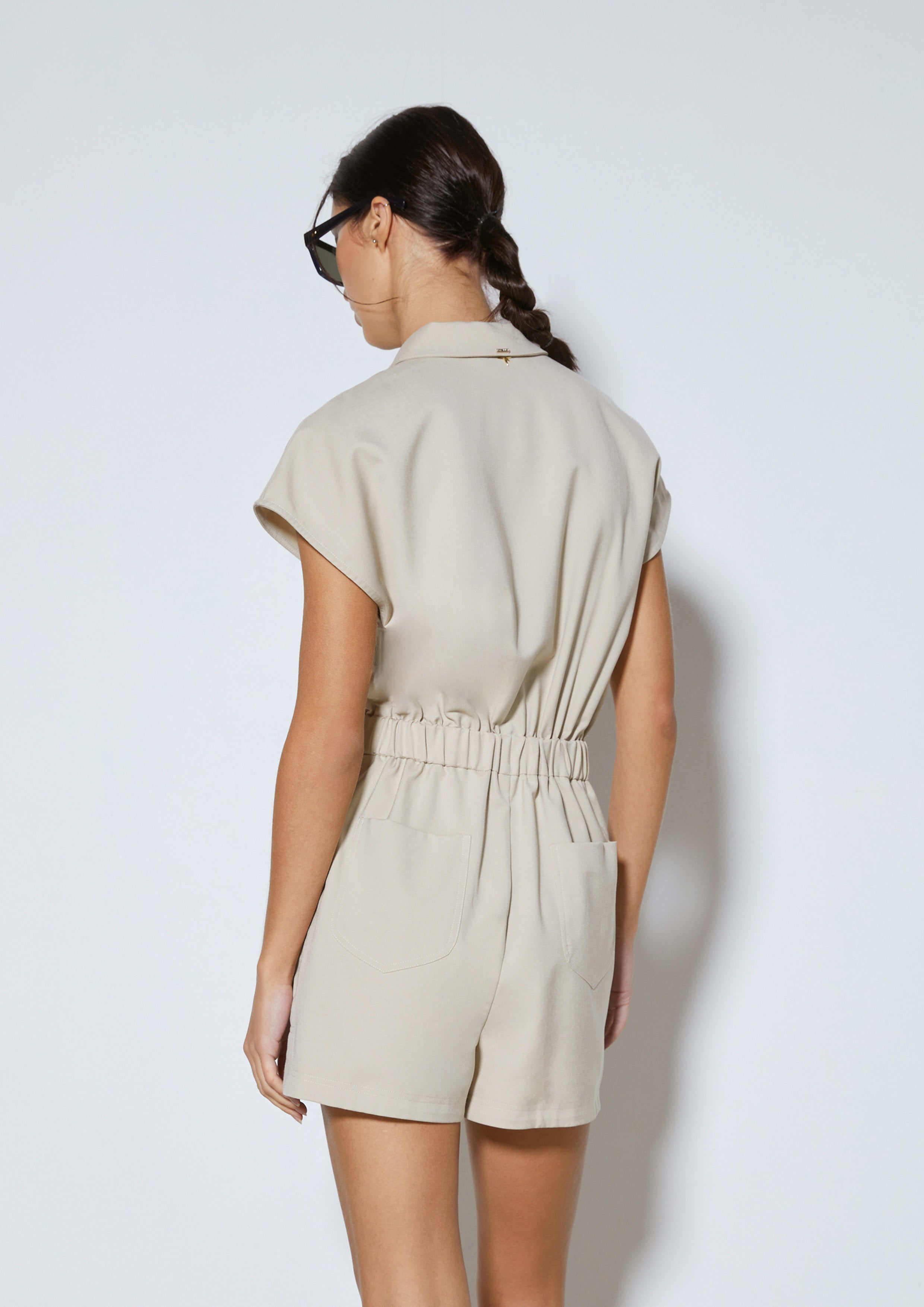 Relaxed Belted Shirt Romper