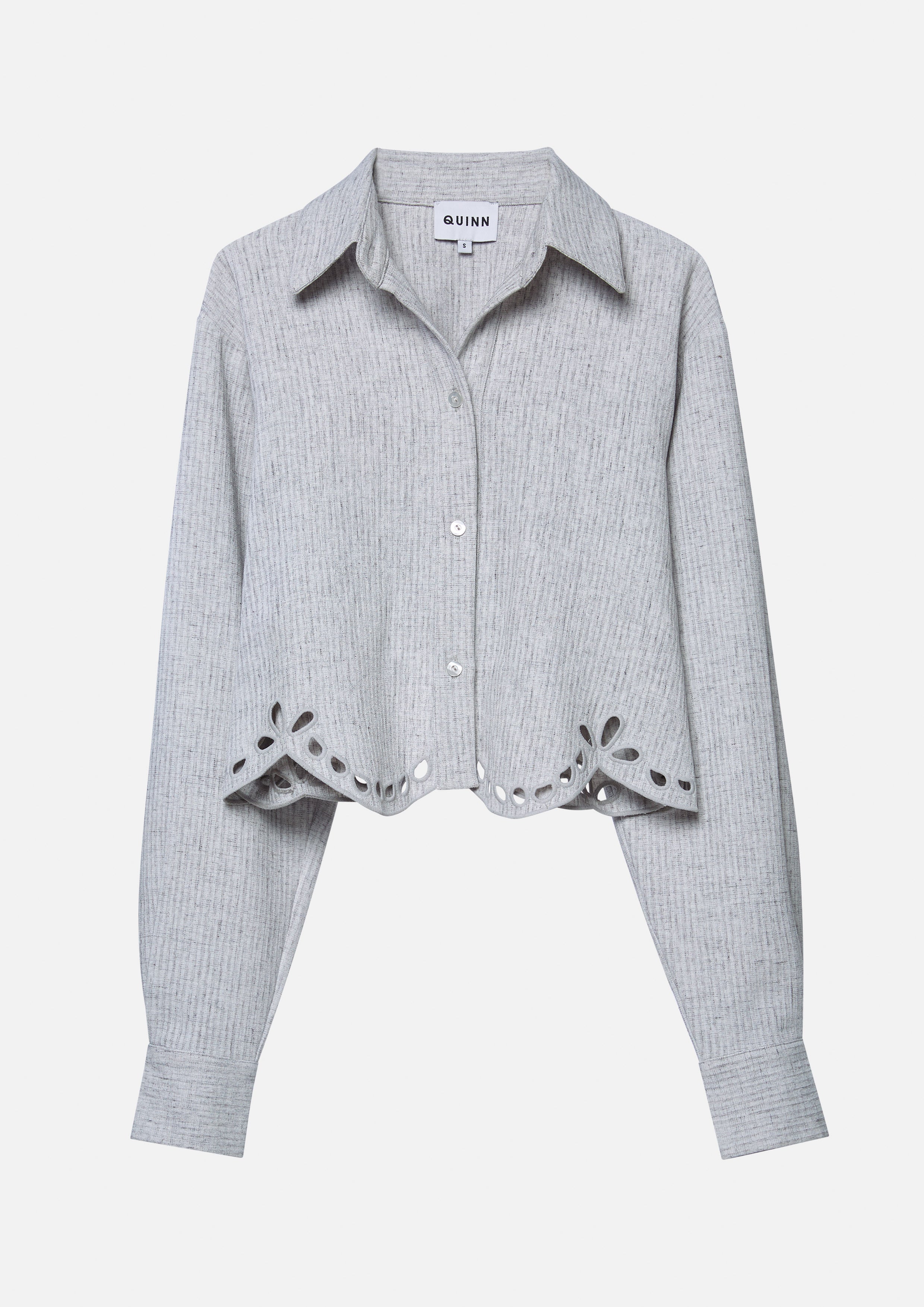 Scalloped Cutwork Cropped Shirt