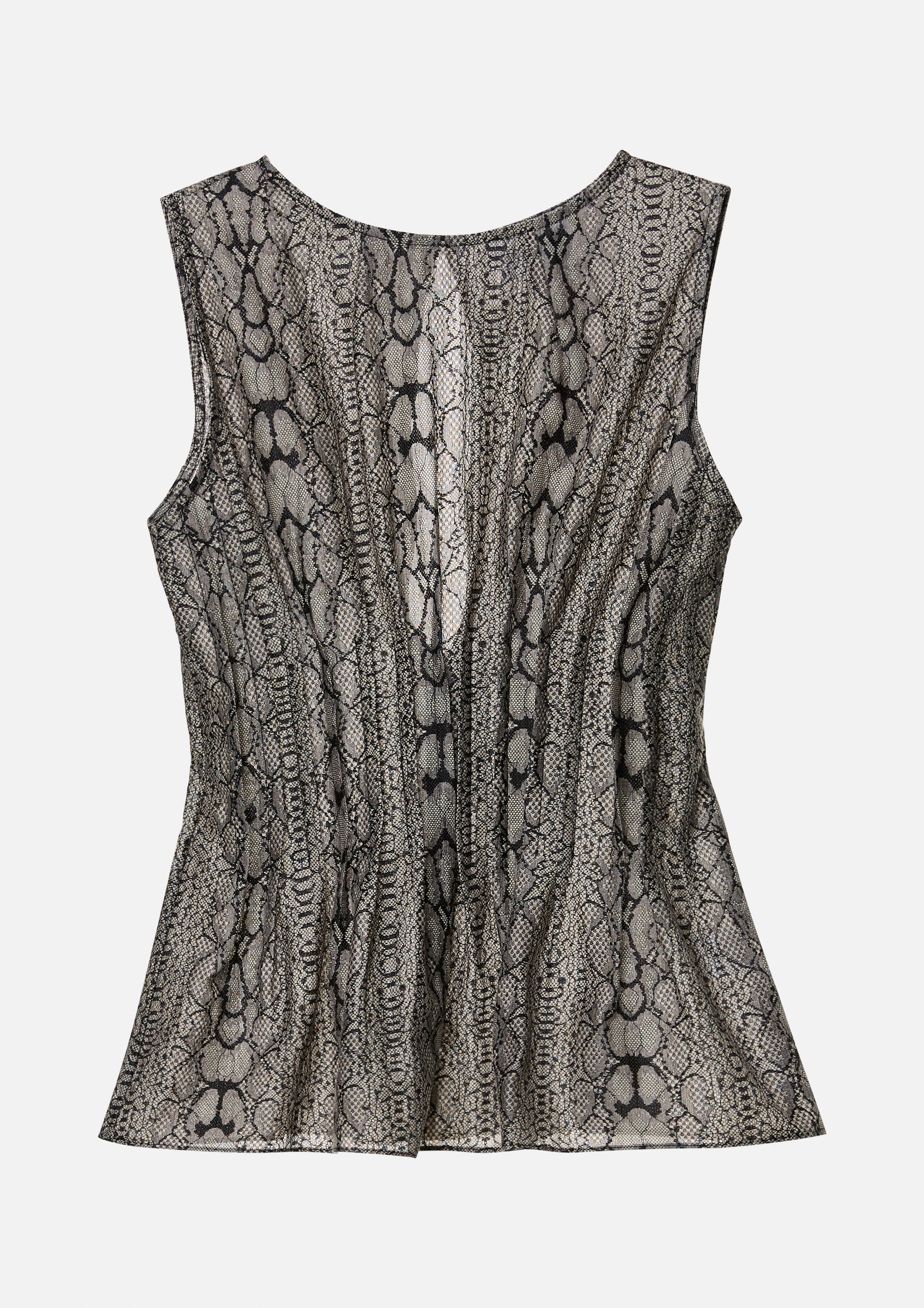 Snakeskin Print Sleeveless Peplum Top