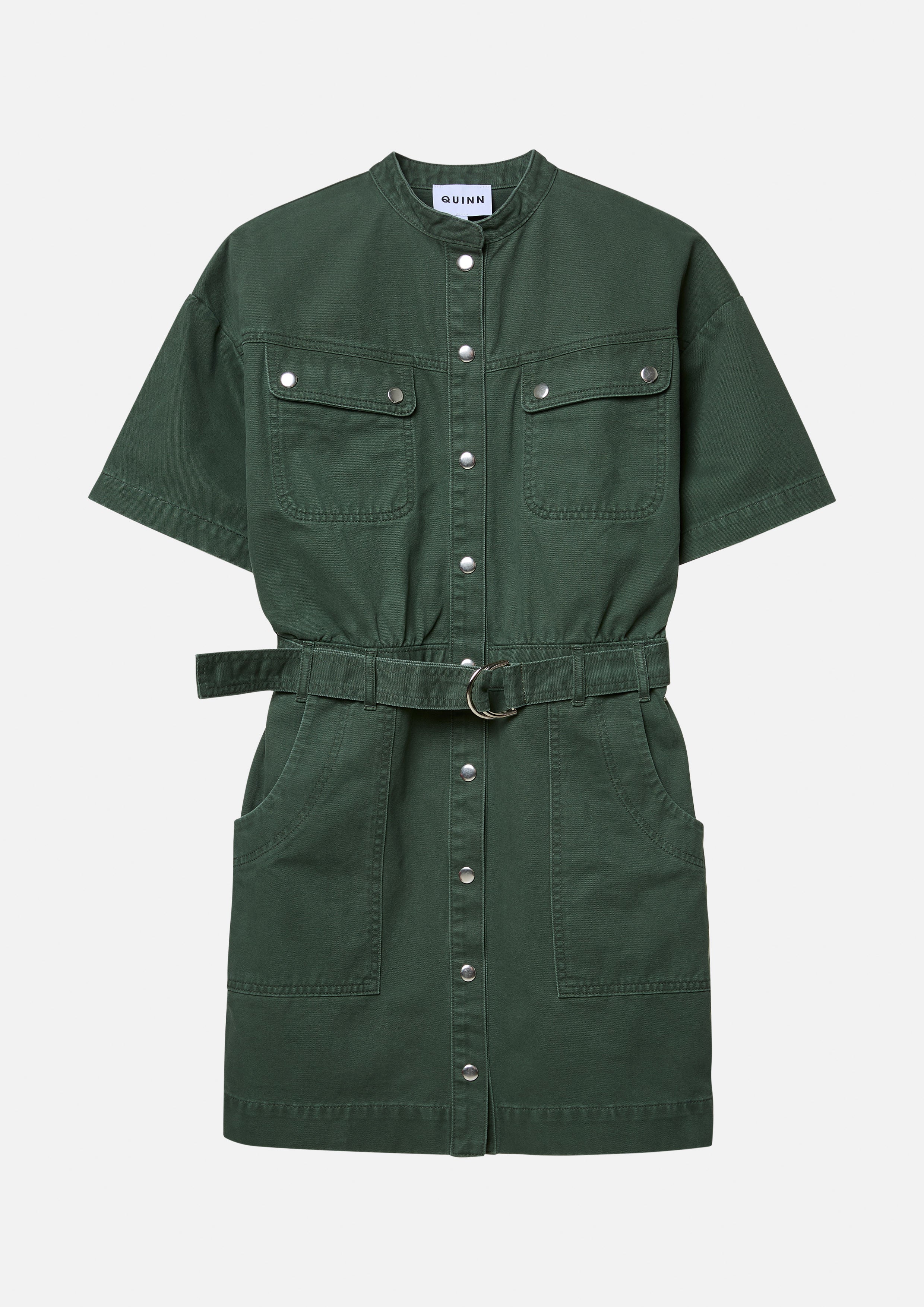 Short-Sleeve Mini Shirt Dress