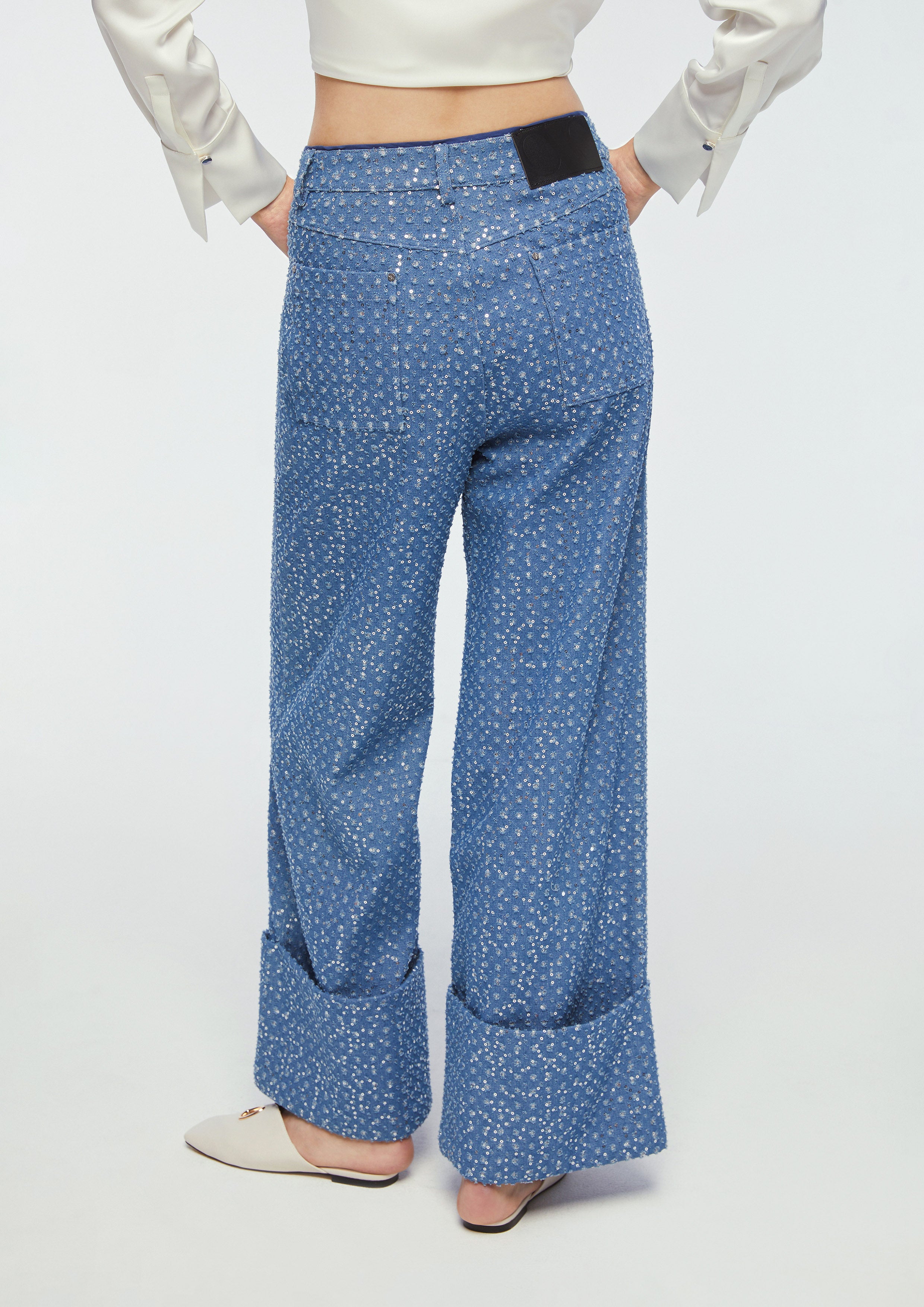 Sequin Denim Pants