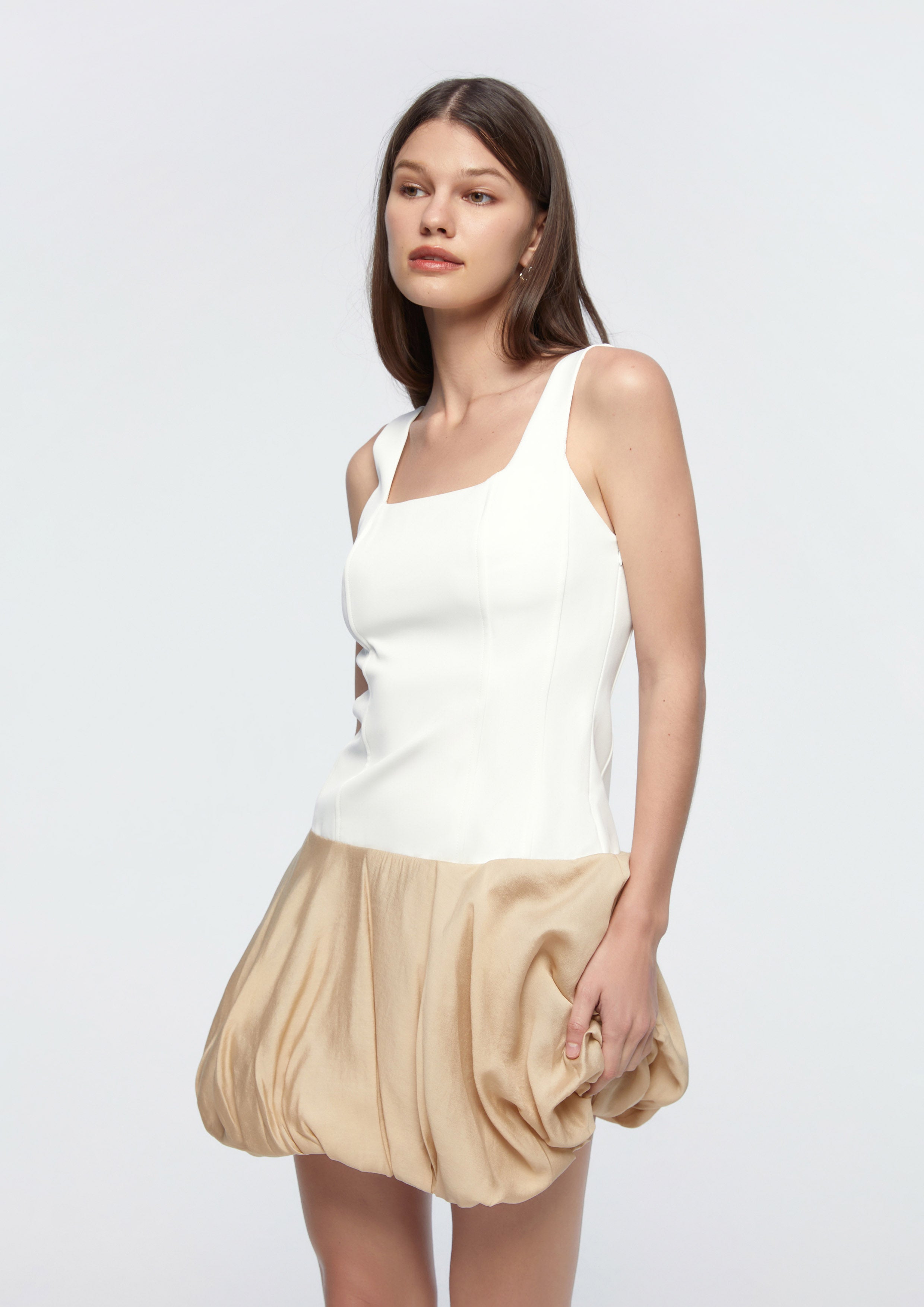 Strap Balloon Skirt Dress