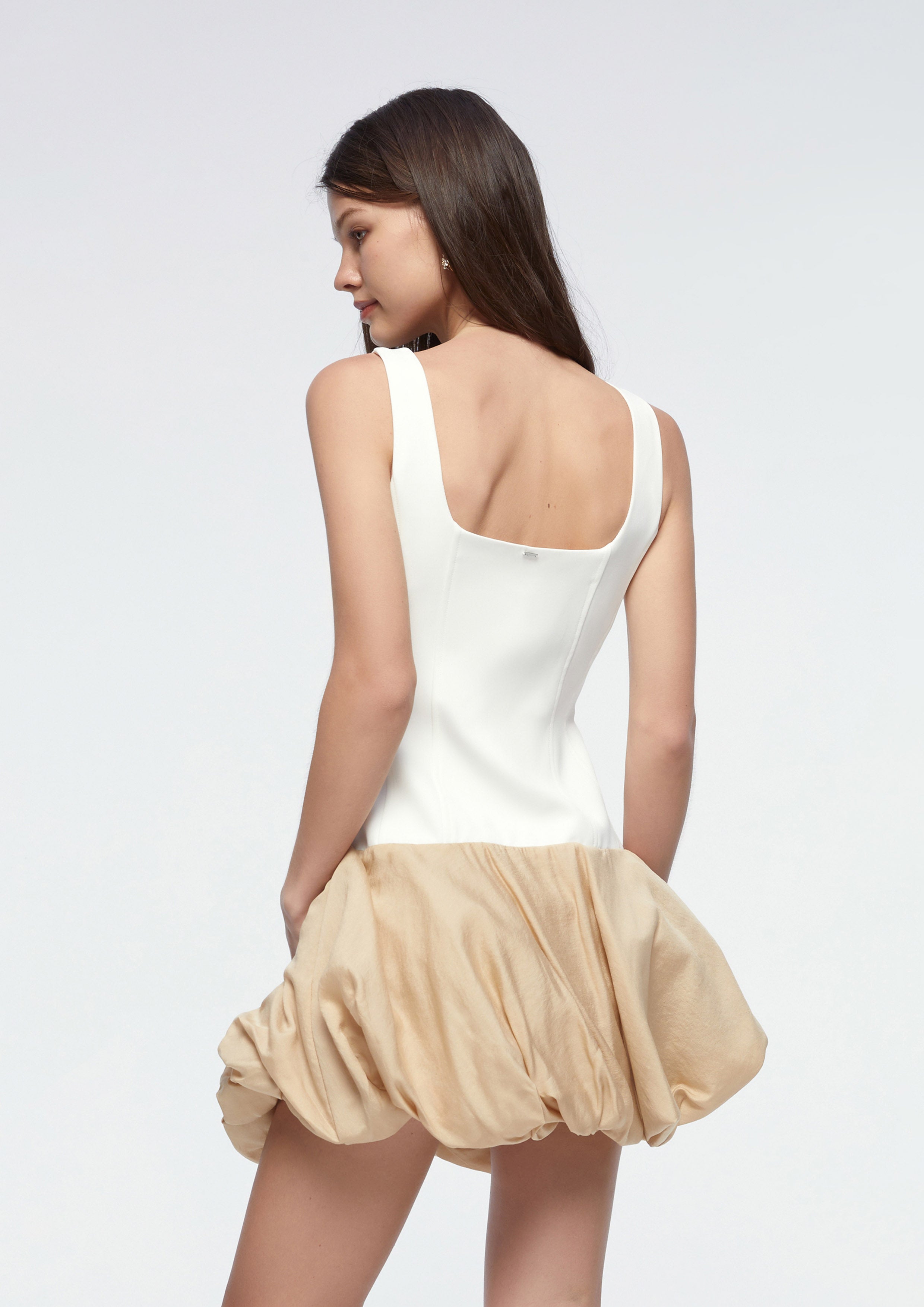 Strap Balloon Skirt Dress