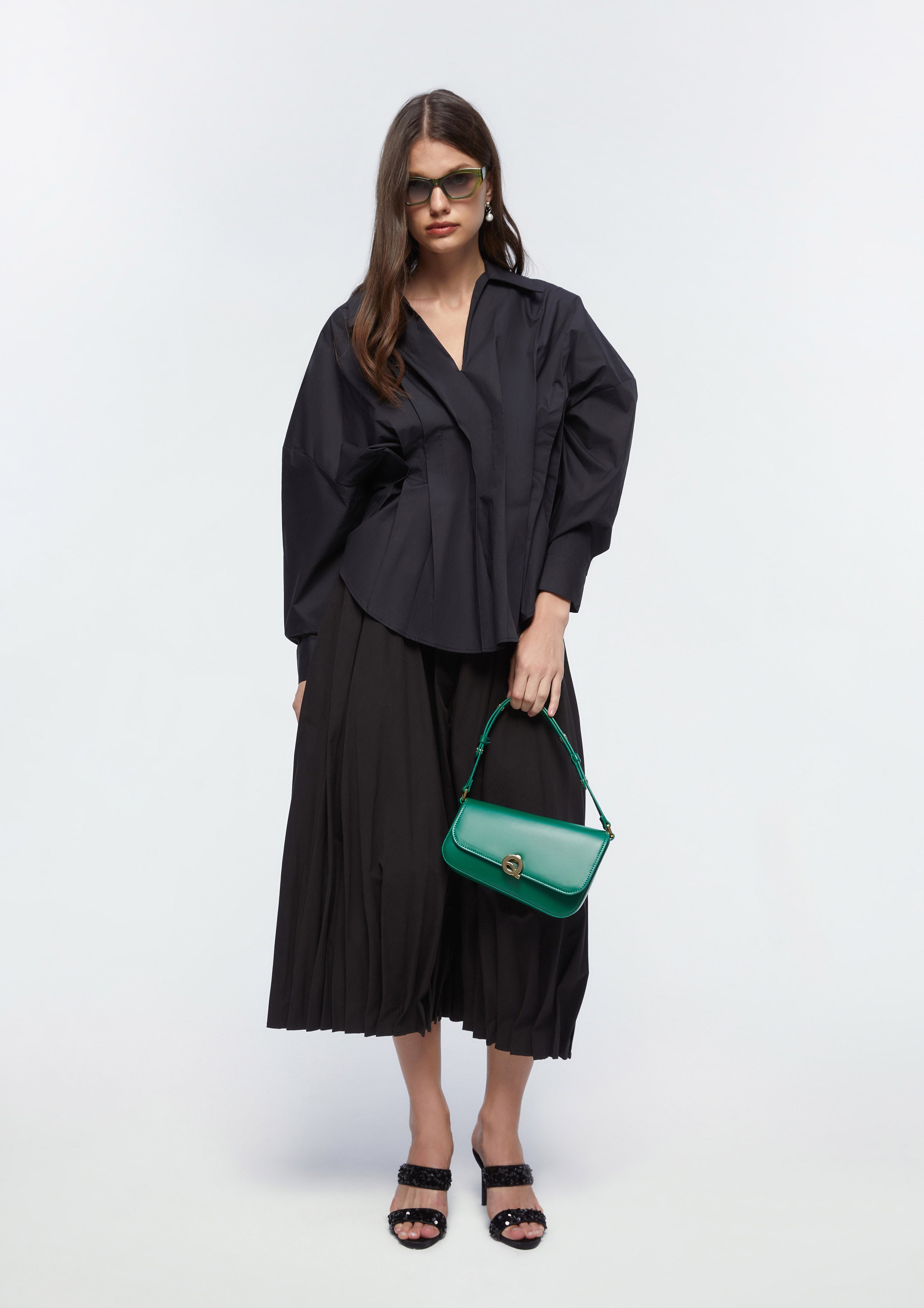 Pleated Long Sleeve Top