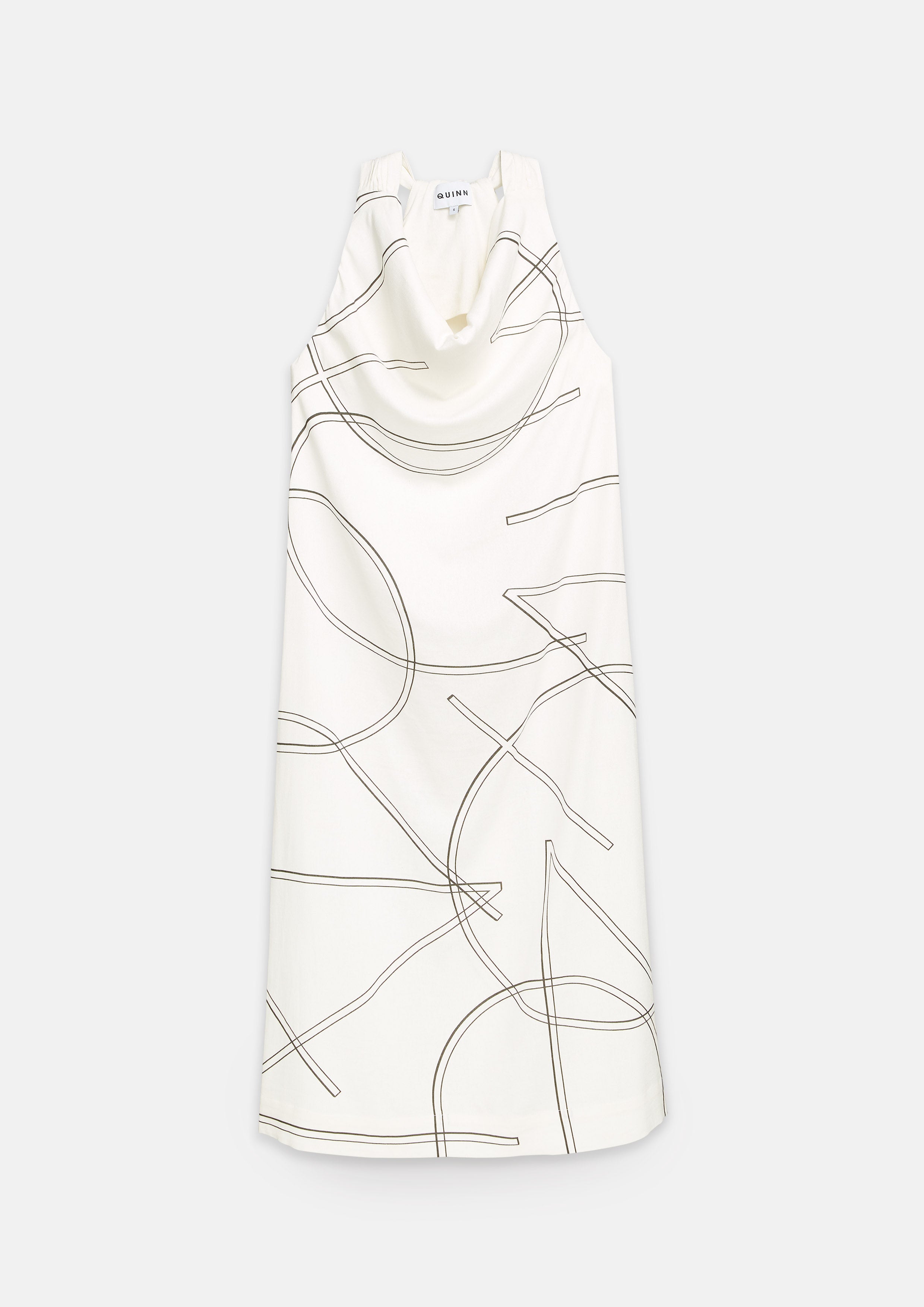 Drape Collar Print Midi Dress