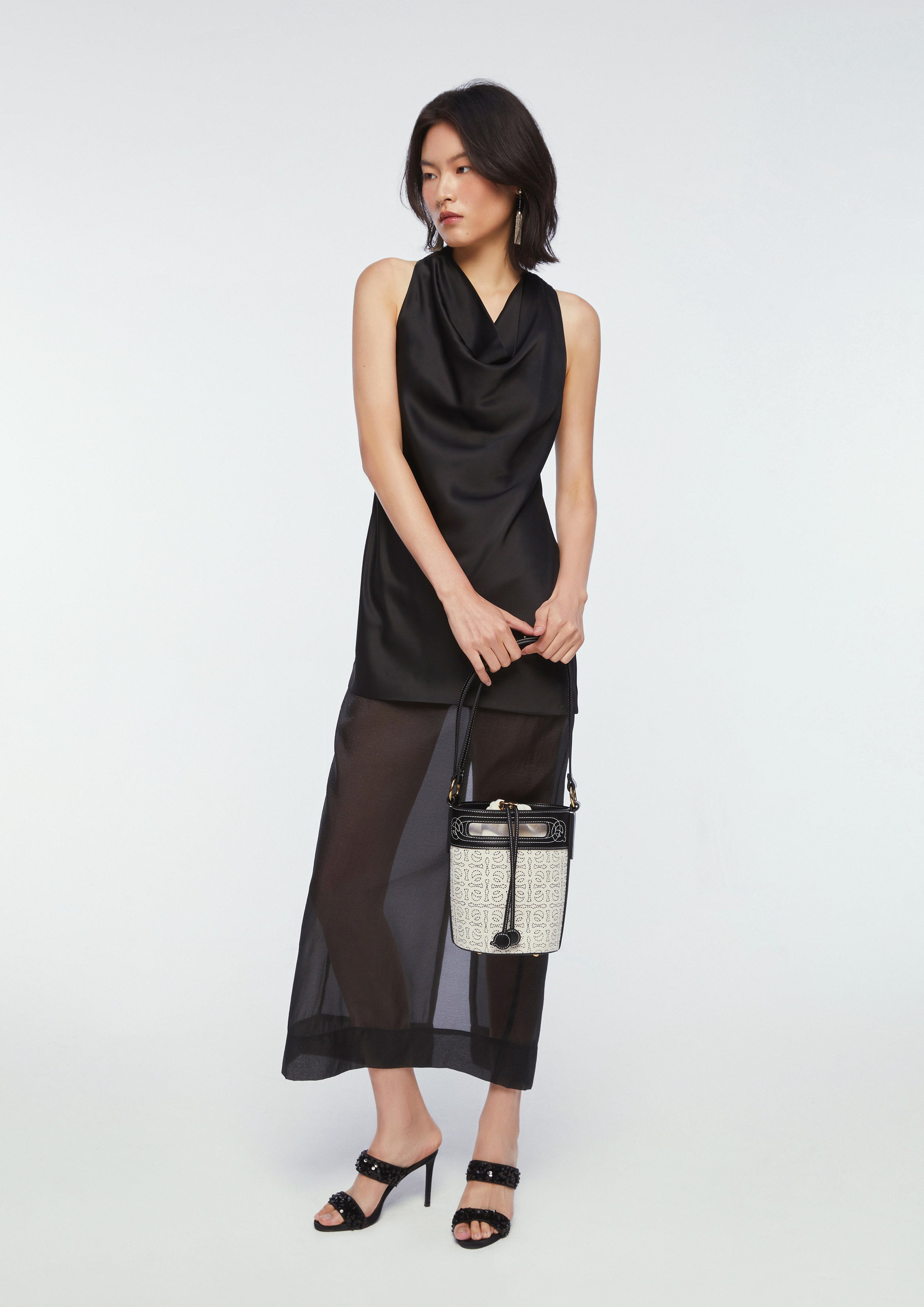 Satin Dress With Sheer Skirt