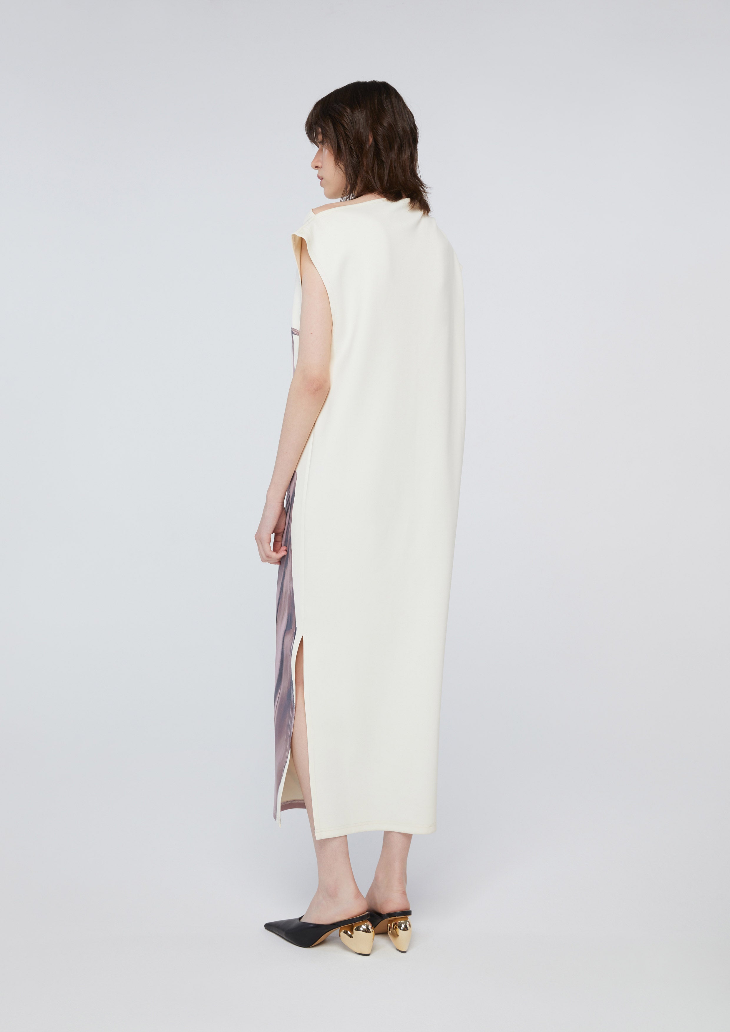 Satin Print Sleeveless Dress