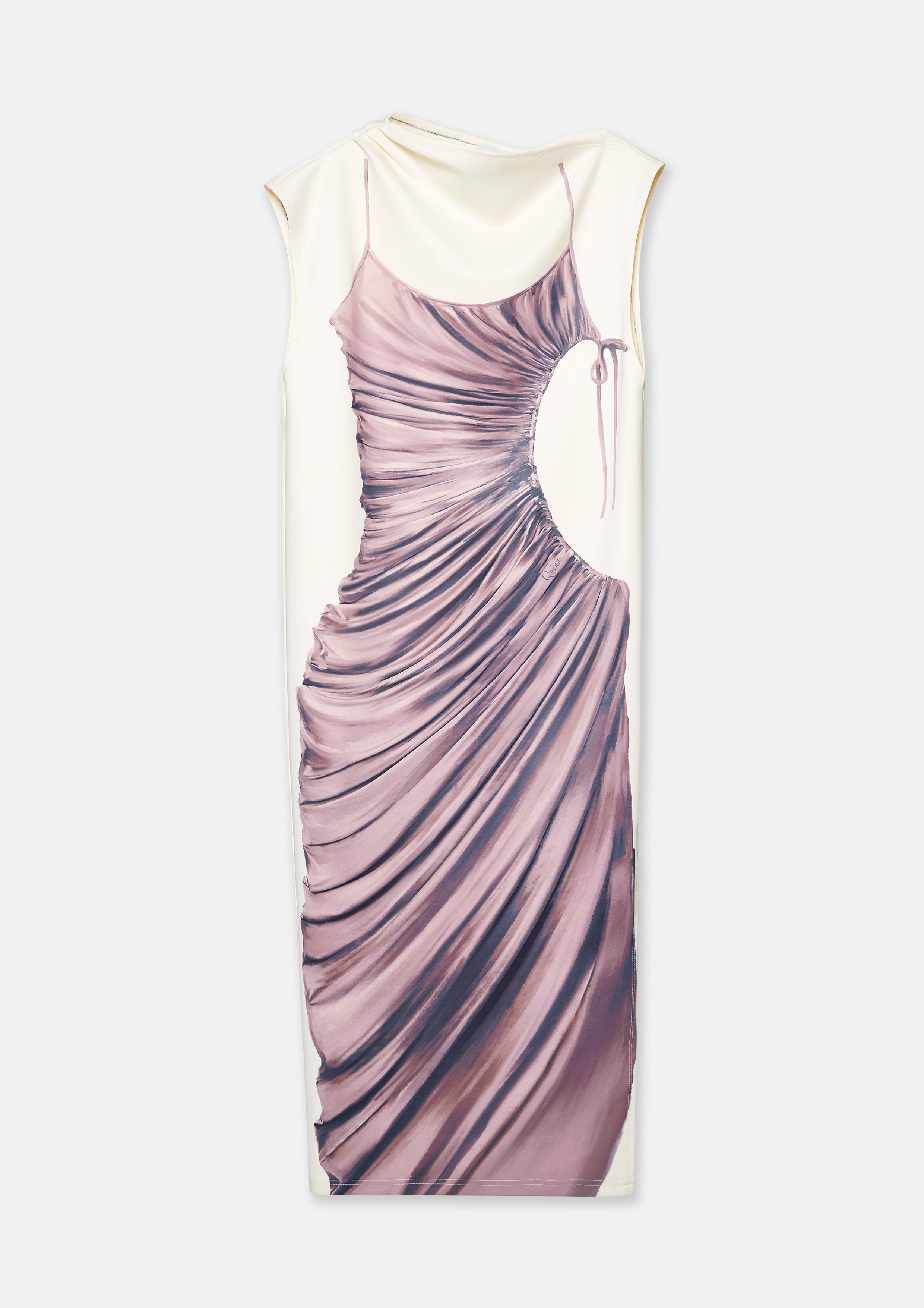Satin Print Sleeveless Dress