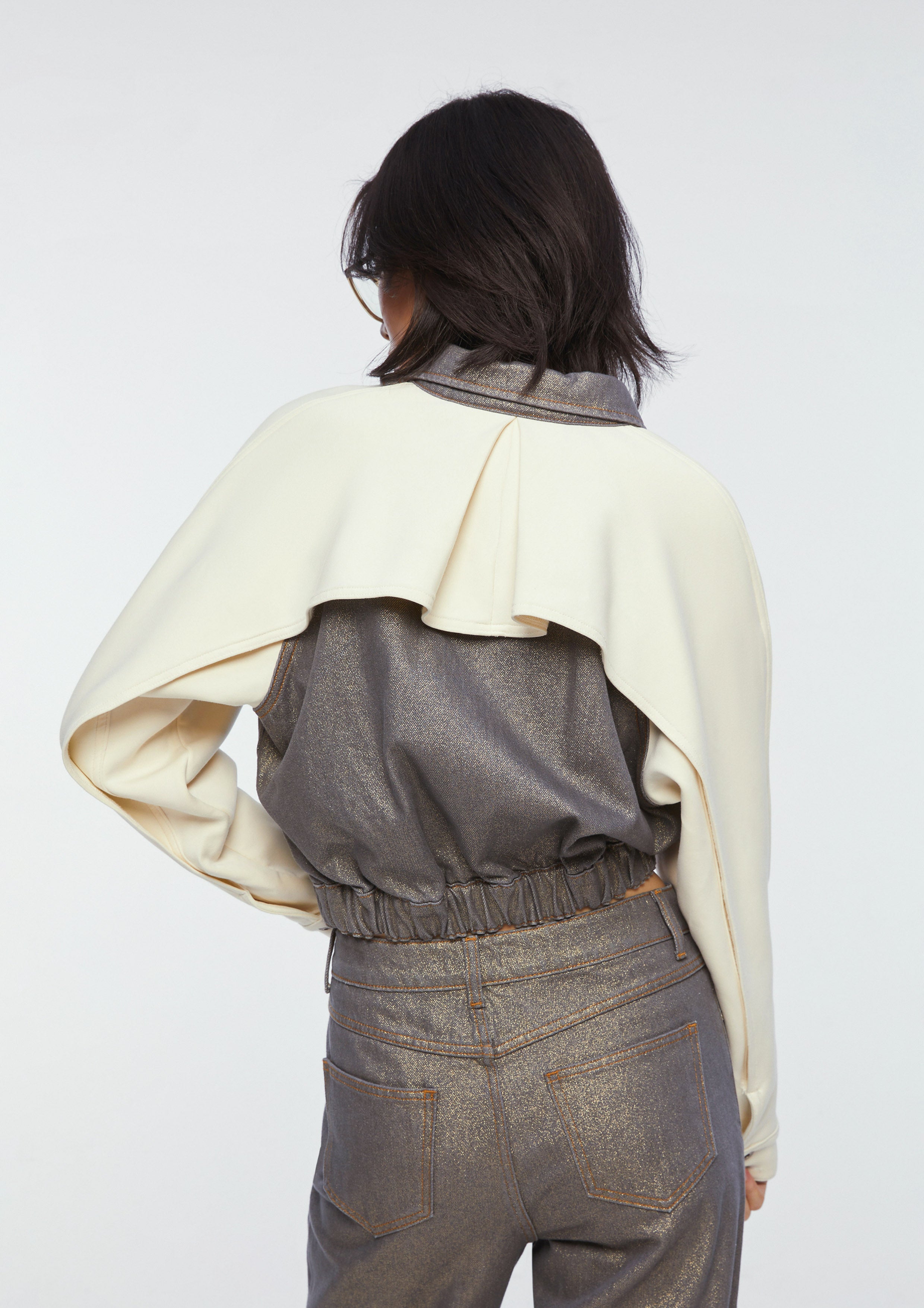 Contrast Stitching Long Sleeve Jacket
