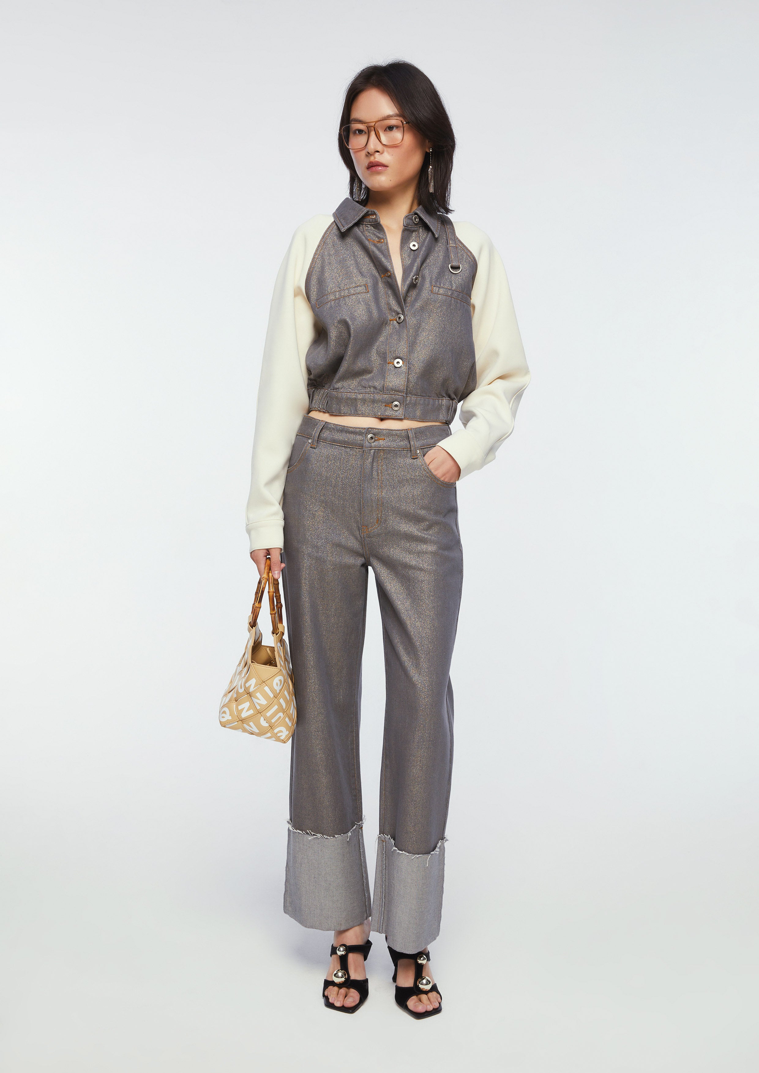Contrast Stitching Long Sleeve Jacket