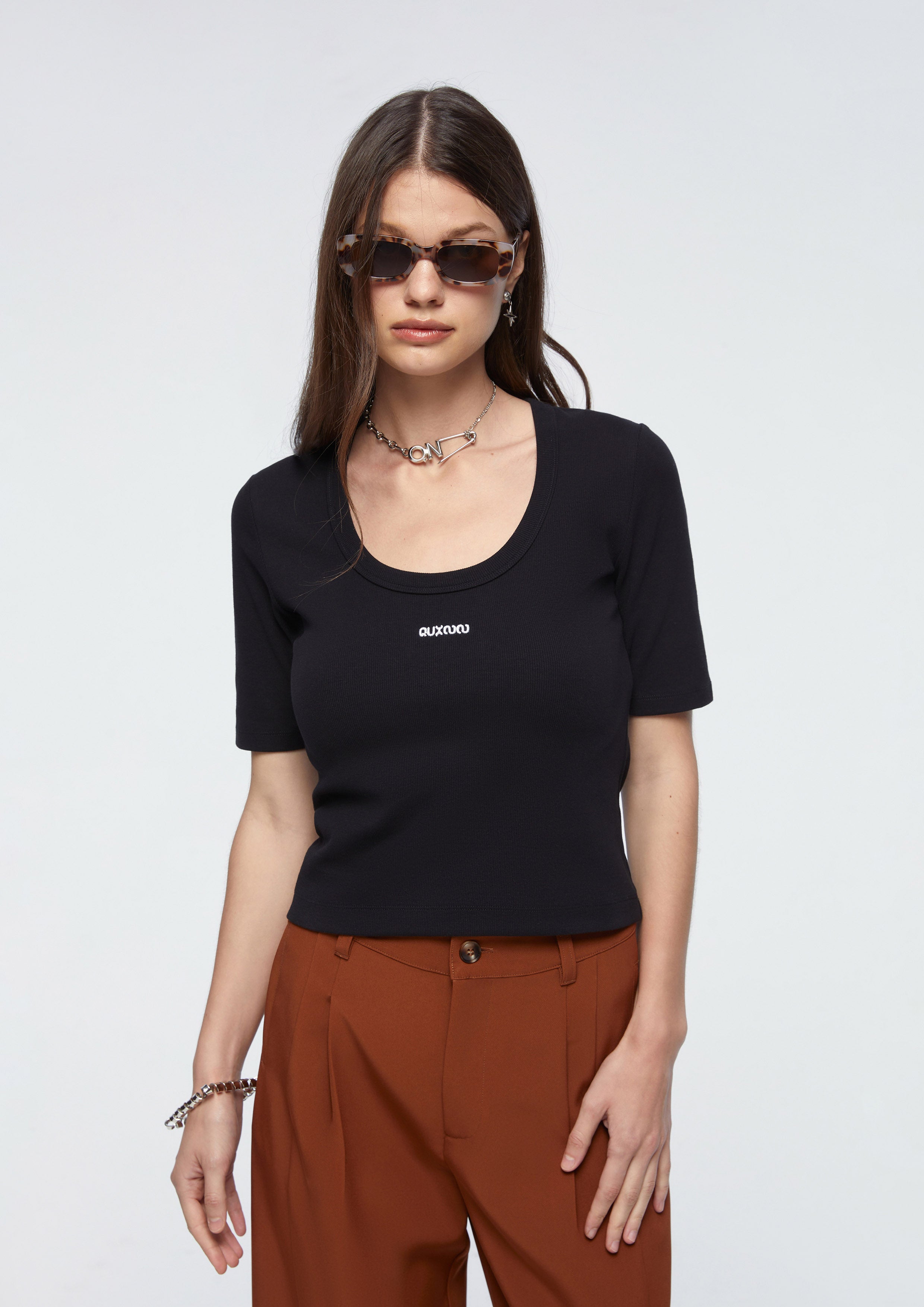 Logo Embroidery Crop Top