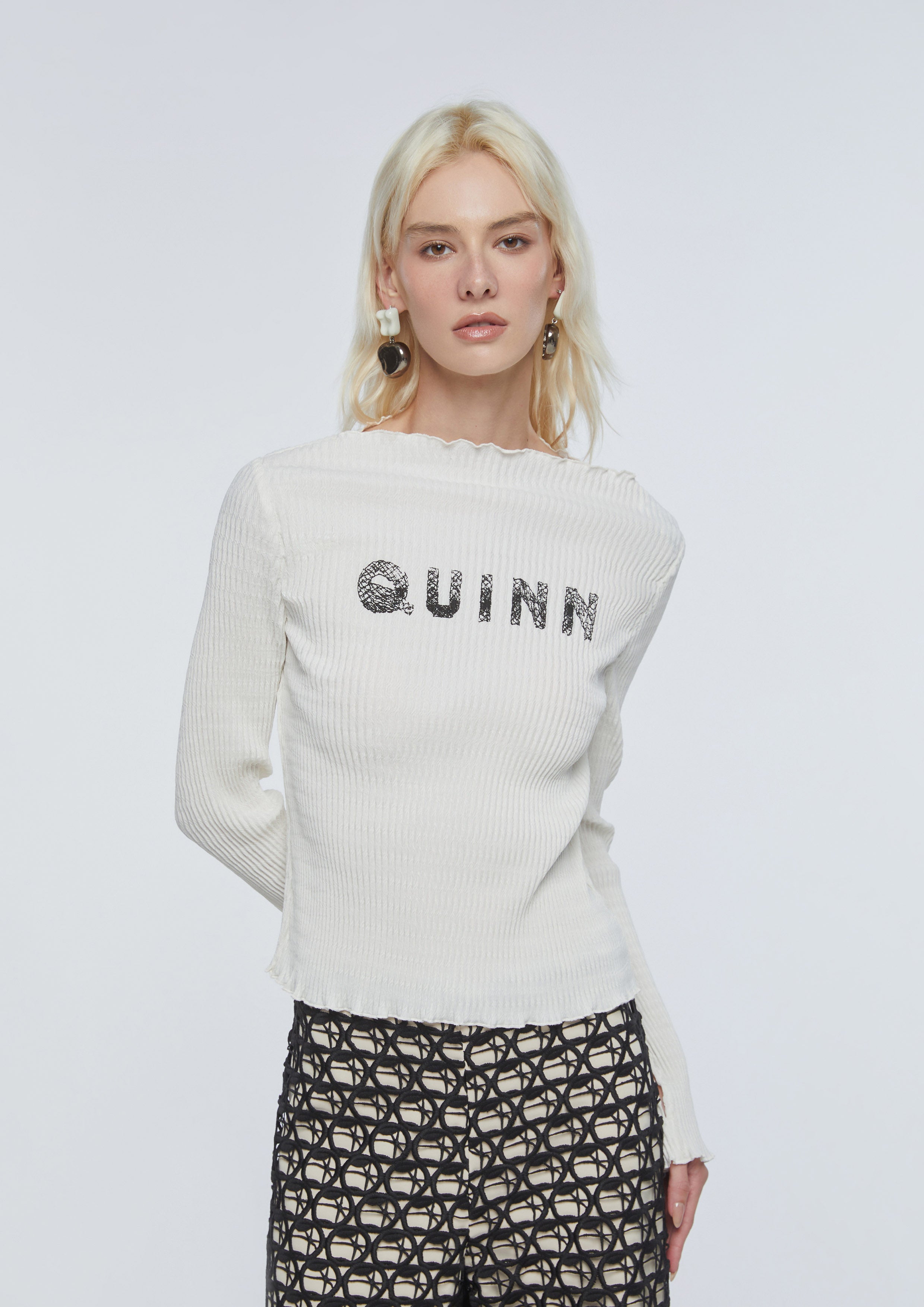 Frill Collar Long Sleeve Top