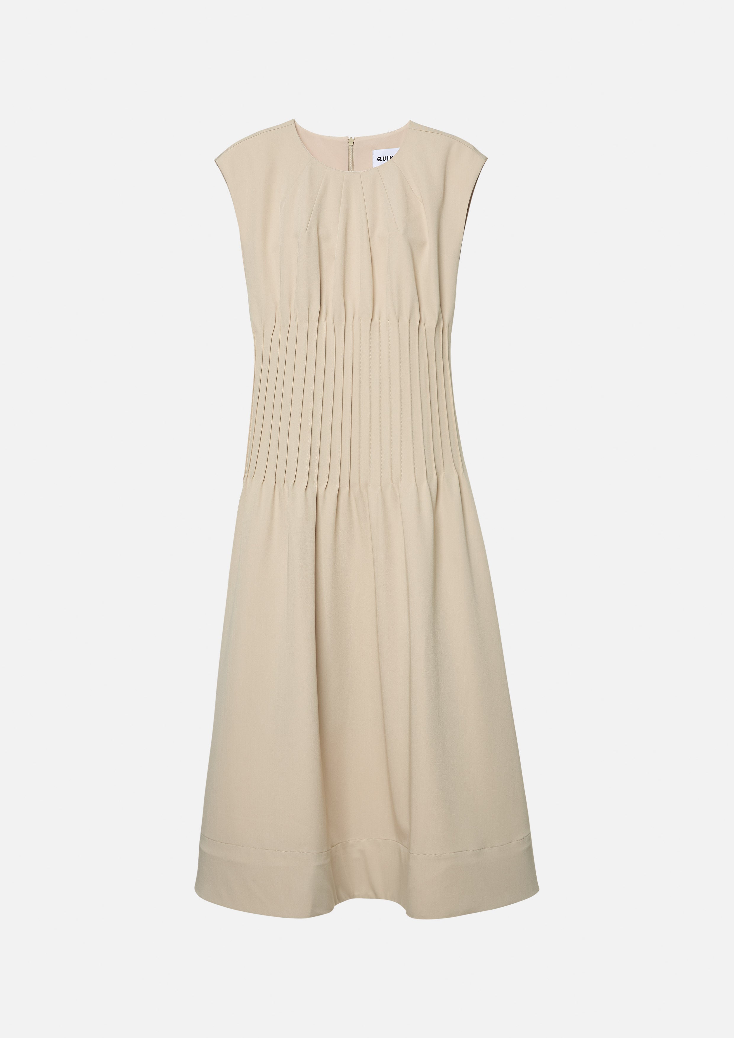 Pleated Waist Sleeveless Midi Dress