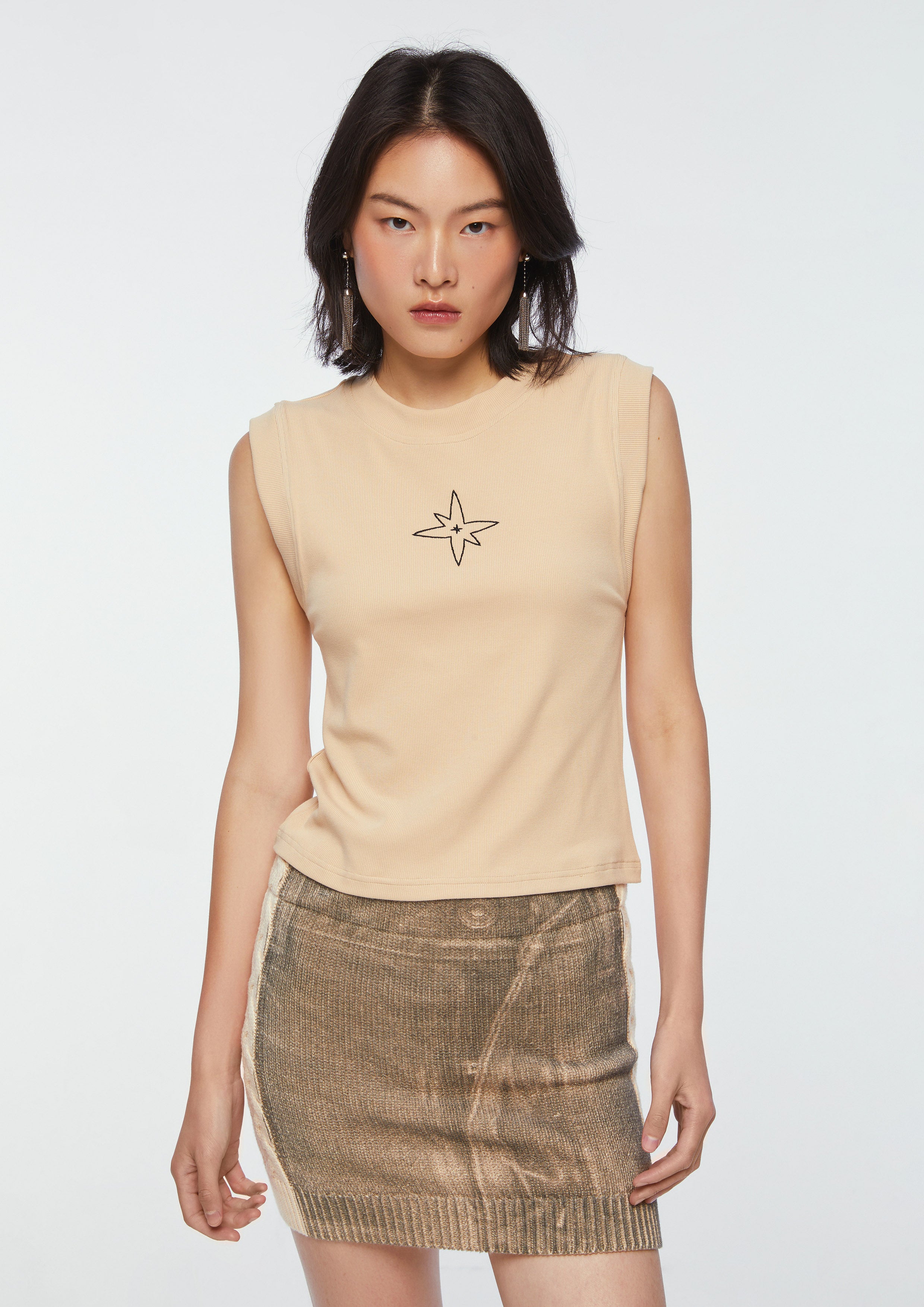 Sleeveless Top with Quinn Star Embroidery