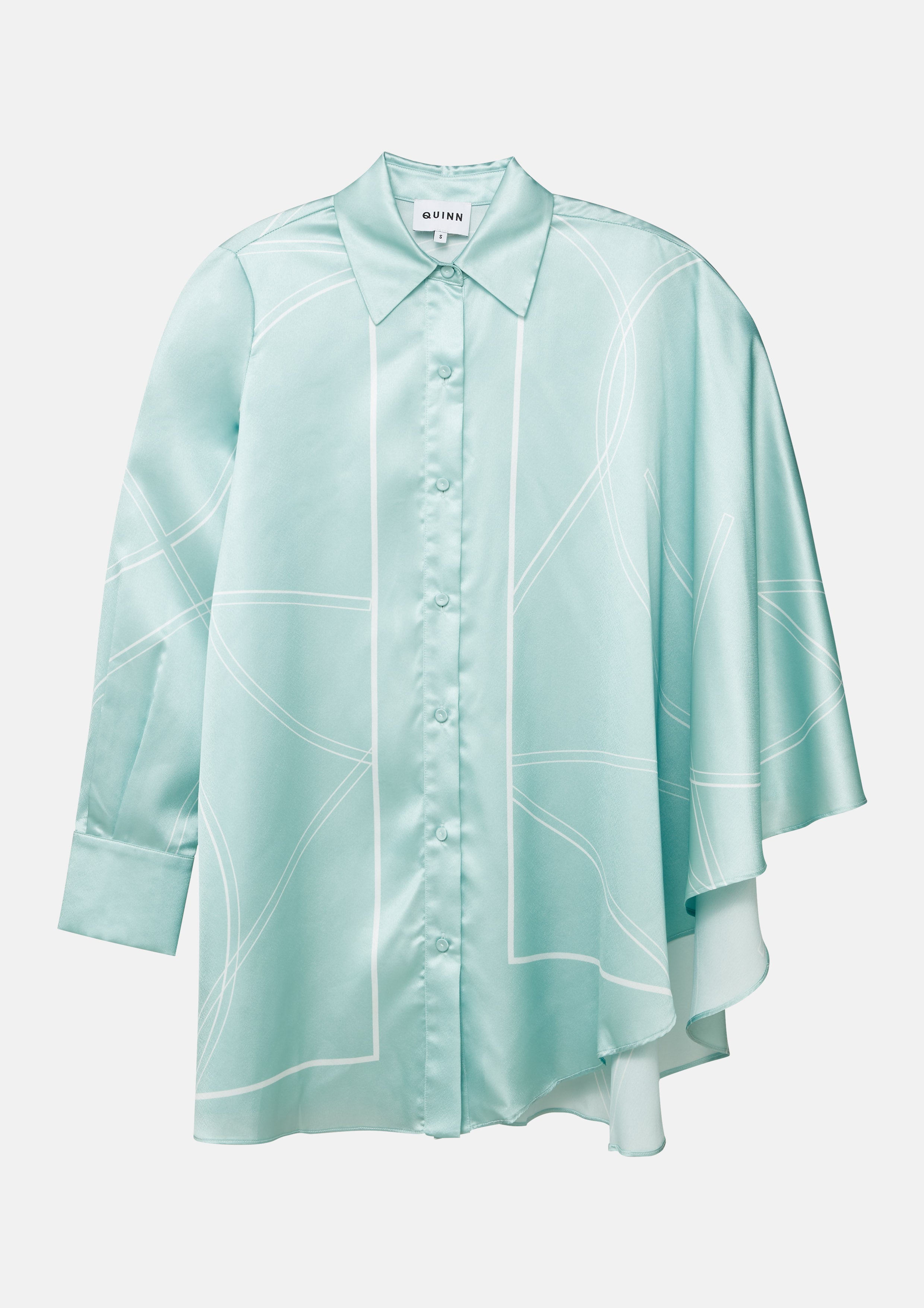 เสื้อเชิ้ตซาตินแขนยาวพิมพ์ลาย