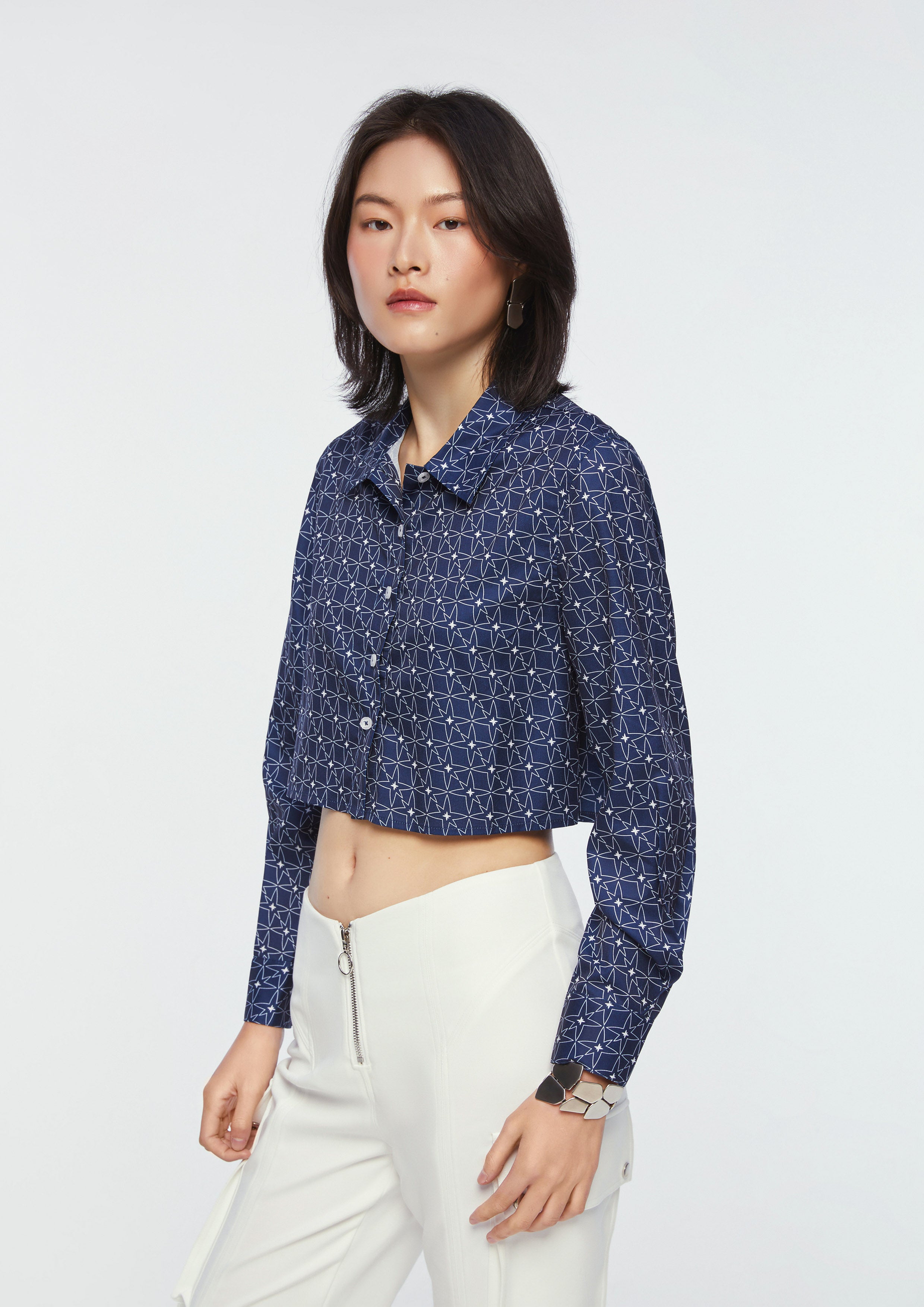 Quinn Star Long Sleeve Crop Shirt