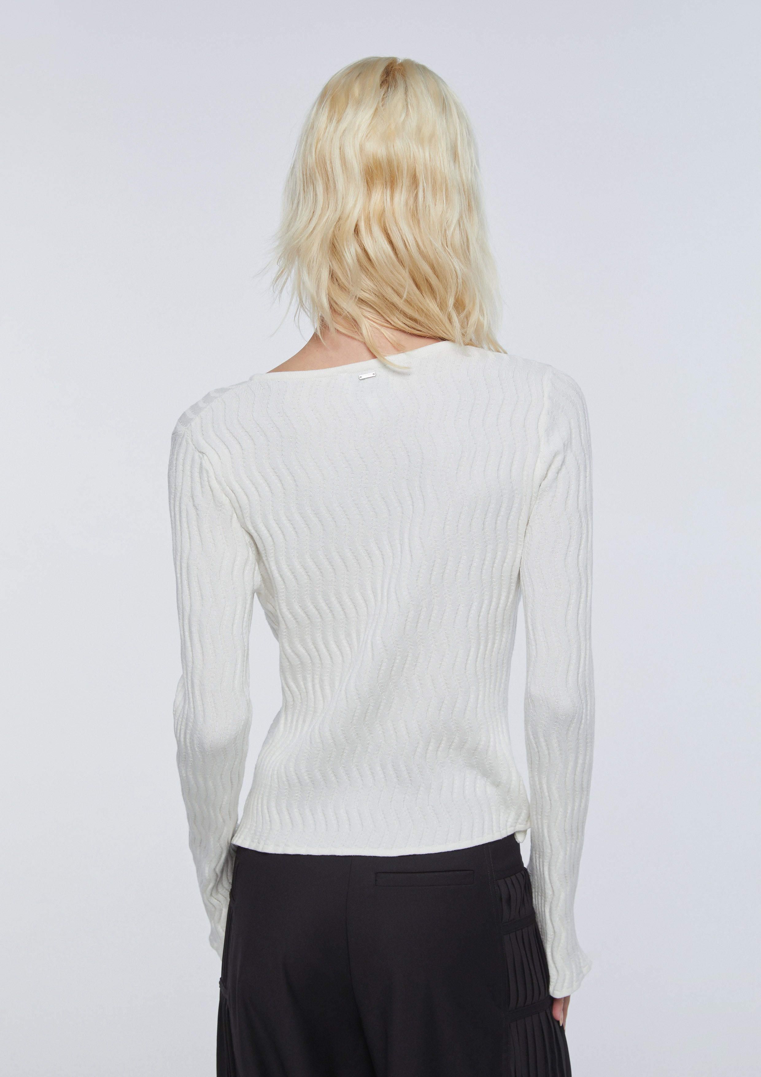 Scallop Embossed Long Sleeve Cardigan