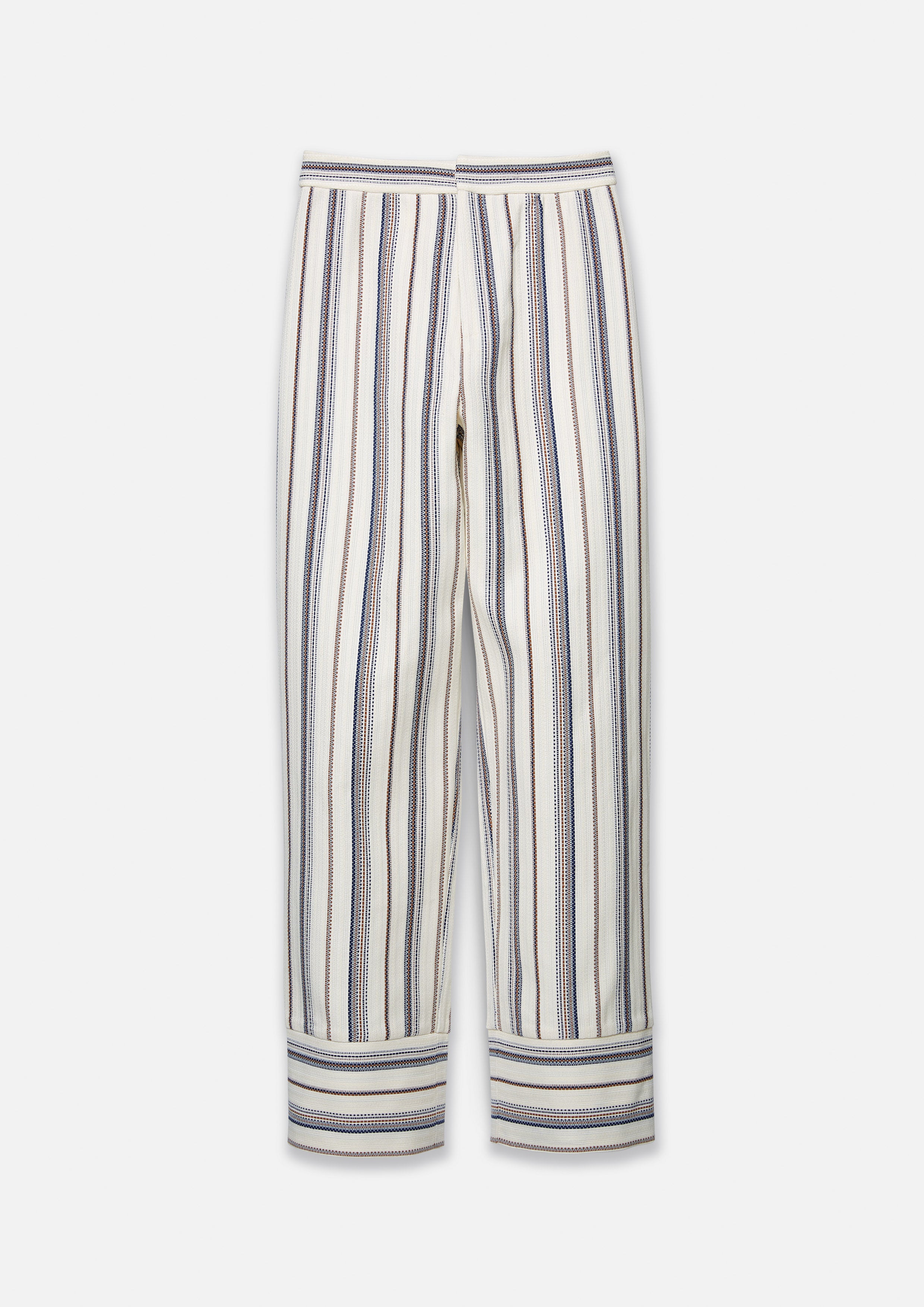 Folded Striped Cropped Pants