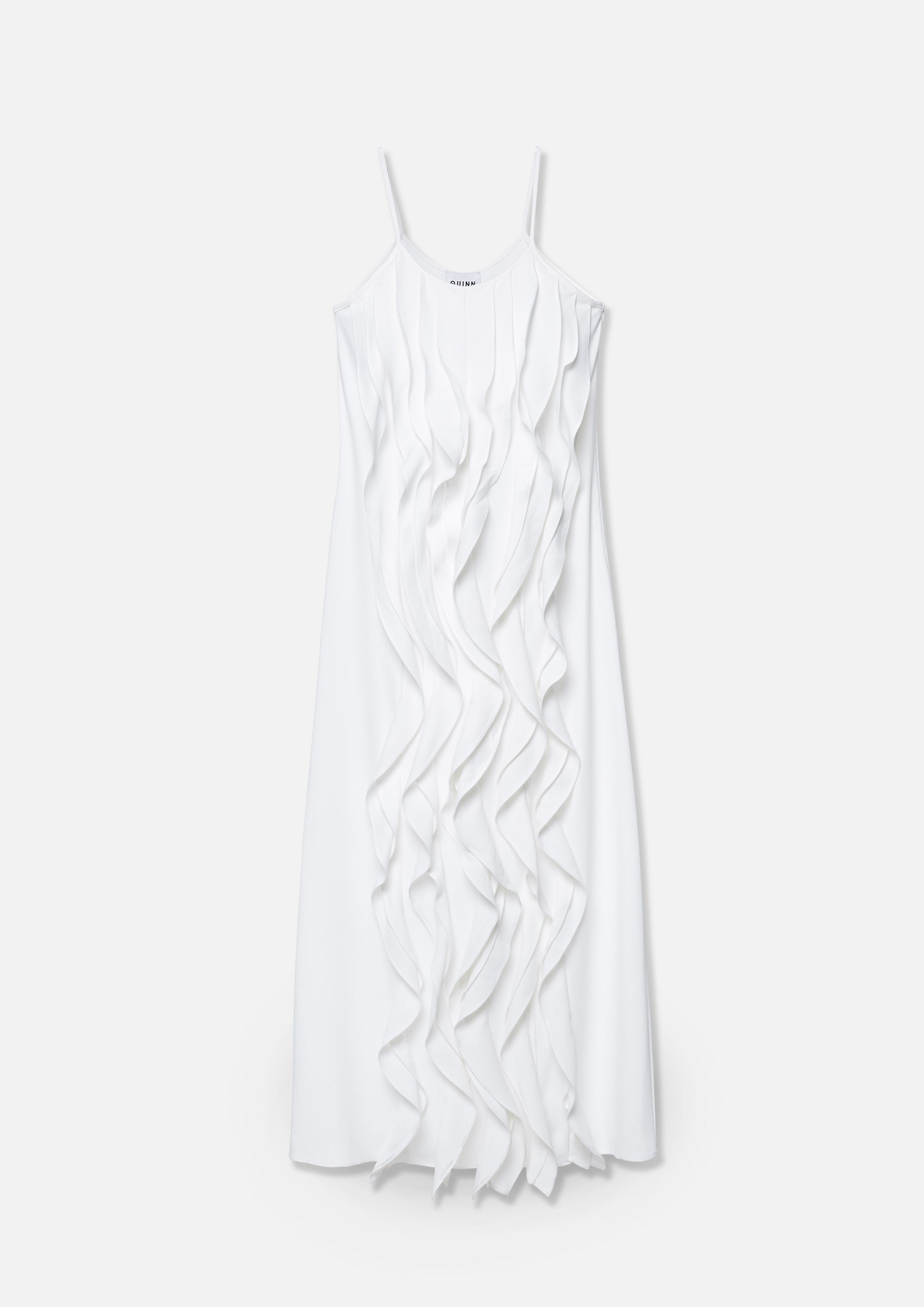 Cascaded Ruffle Sleeveless Midi Dress