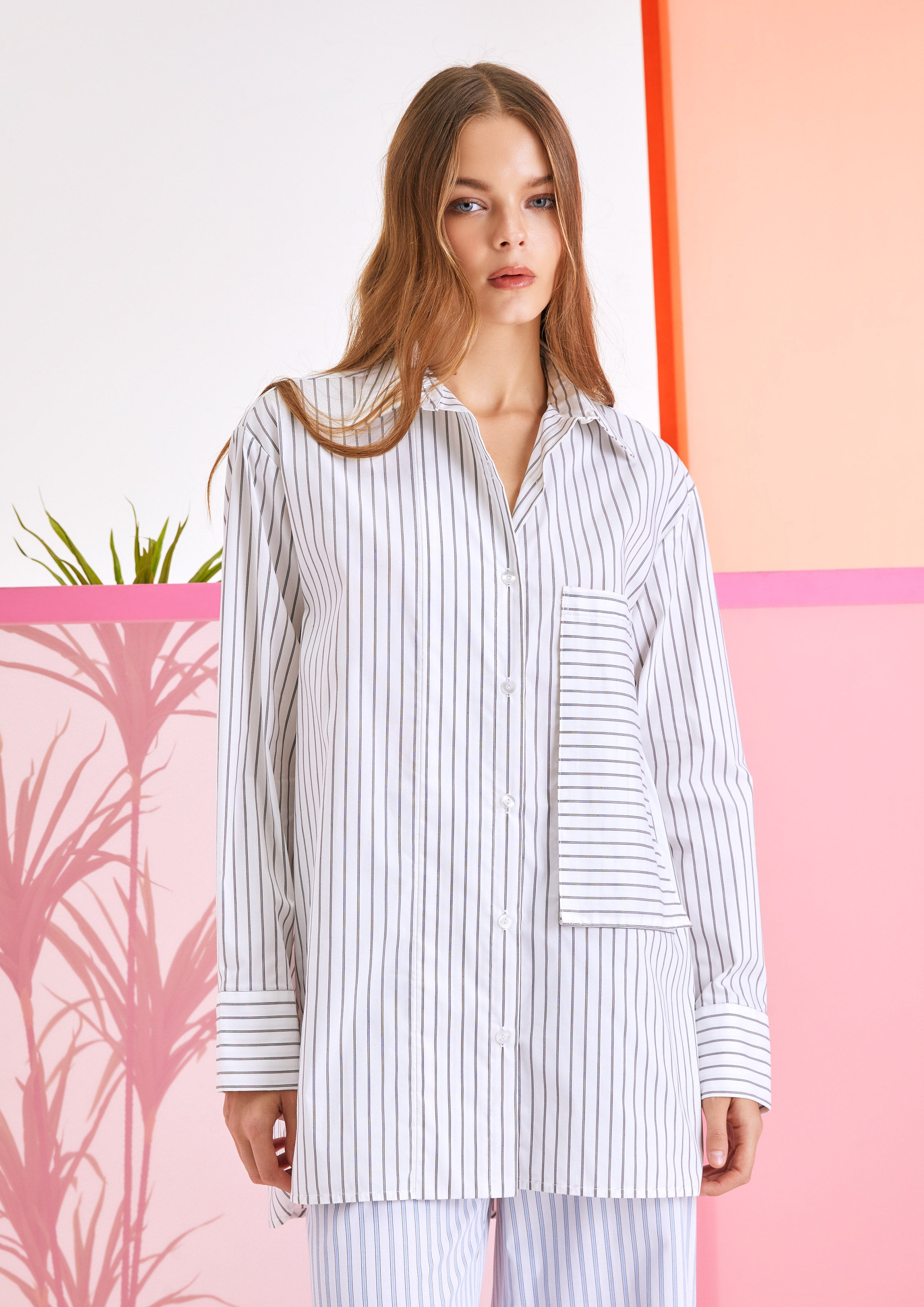 Oversized Striped Long Sleeve Shirt