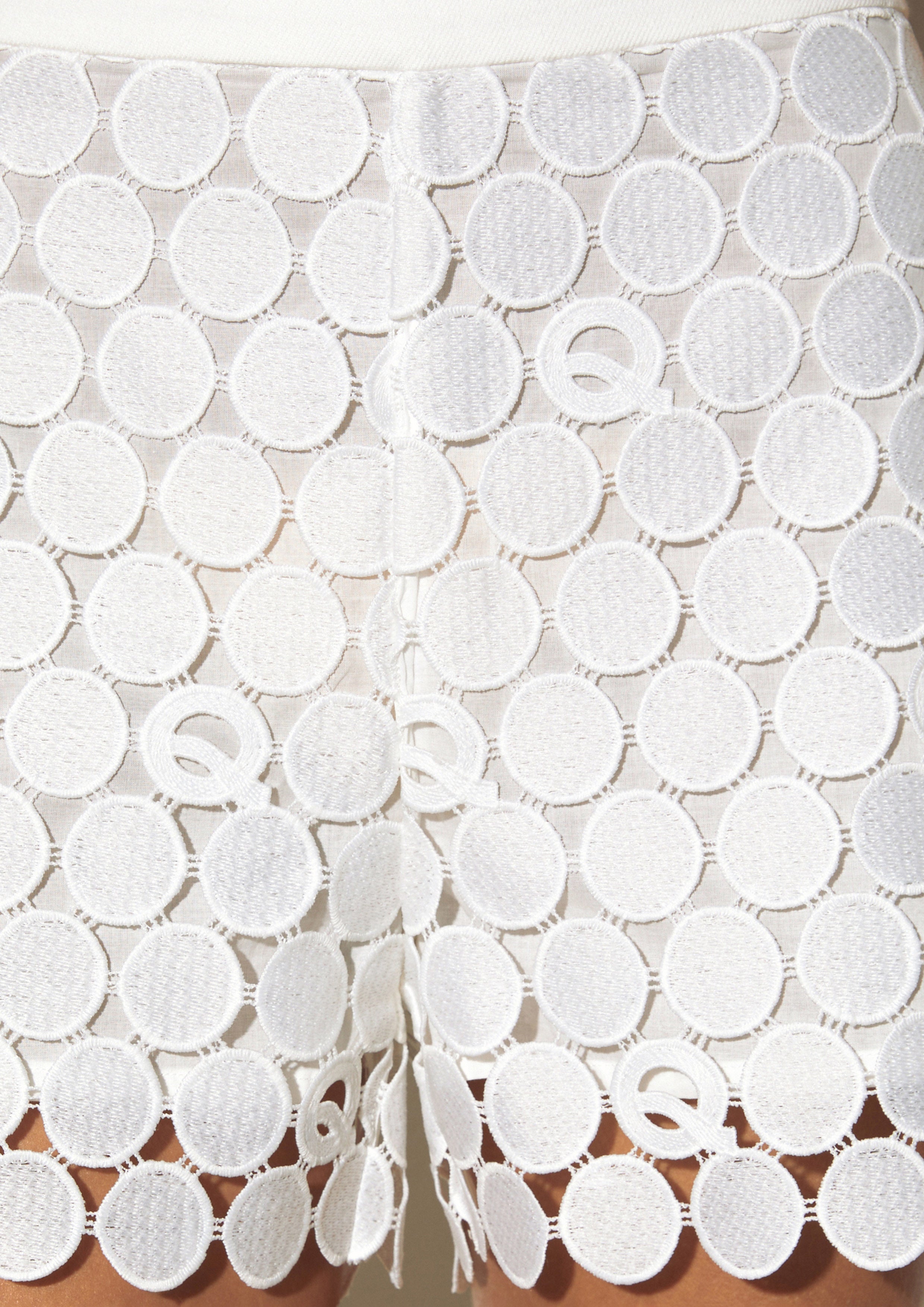Embroidered Circle Mesh Shorts