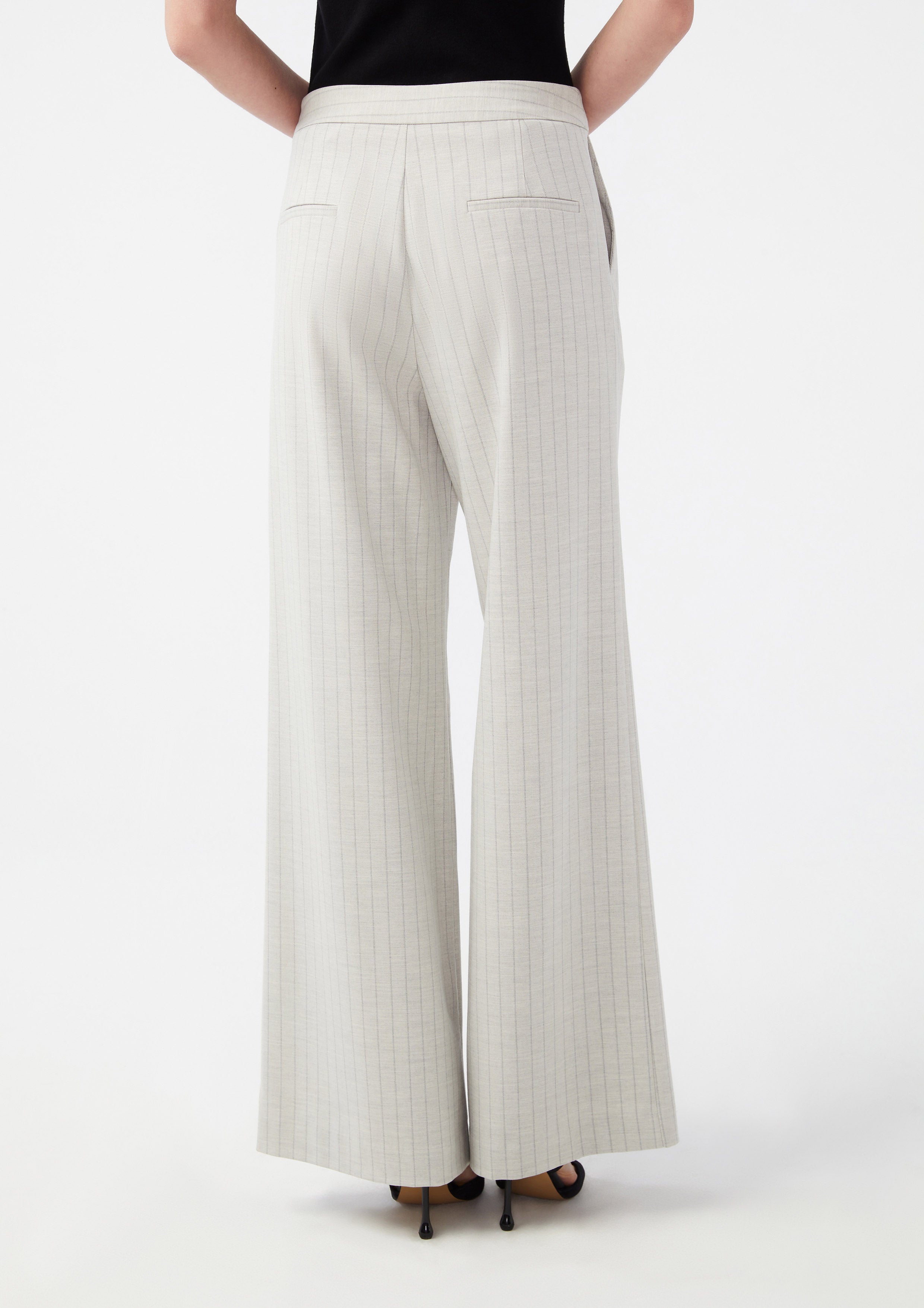 Stripe Pants With Floral Motif